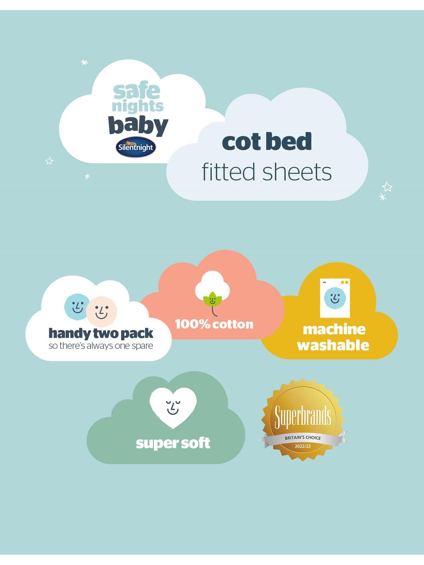  image of silentnight-safe-nights-cot-bed-fitted-sheets-6-pack-bundle