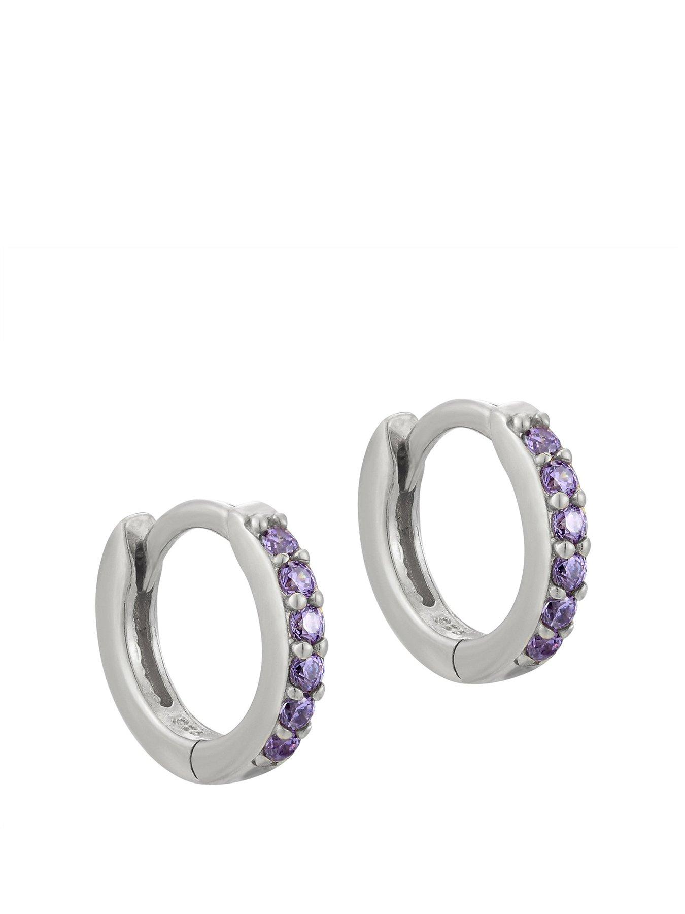 undefined Birthstone CZ Tiny Hoop Earrings