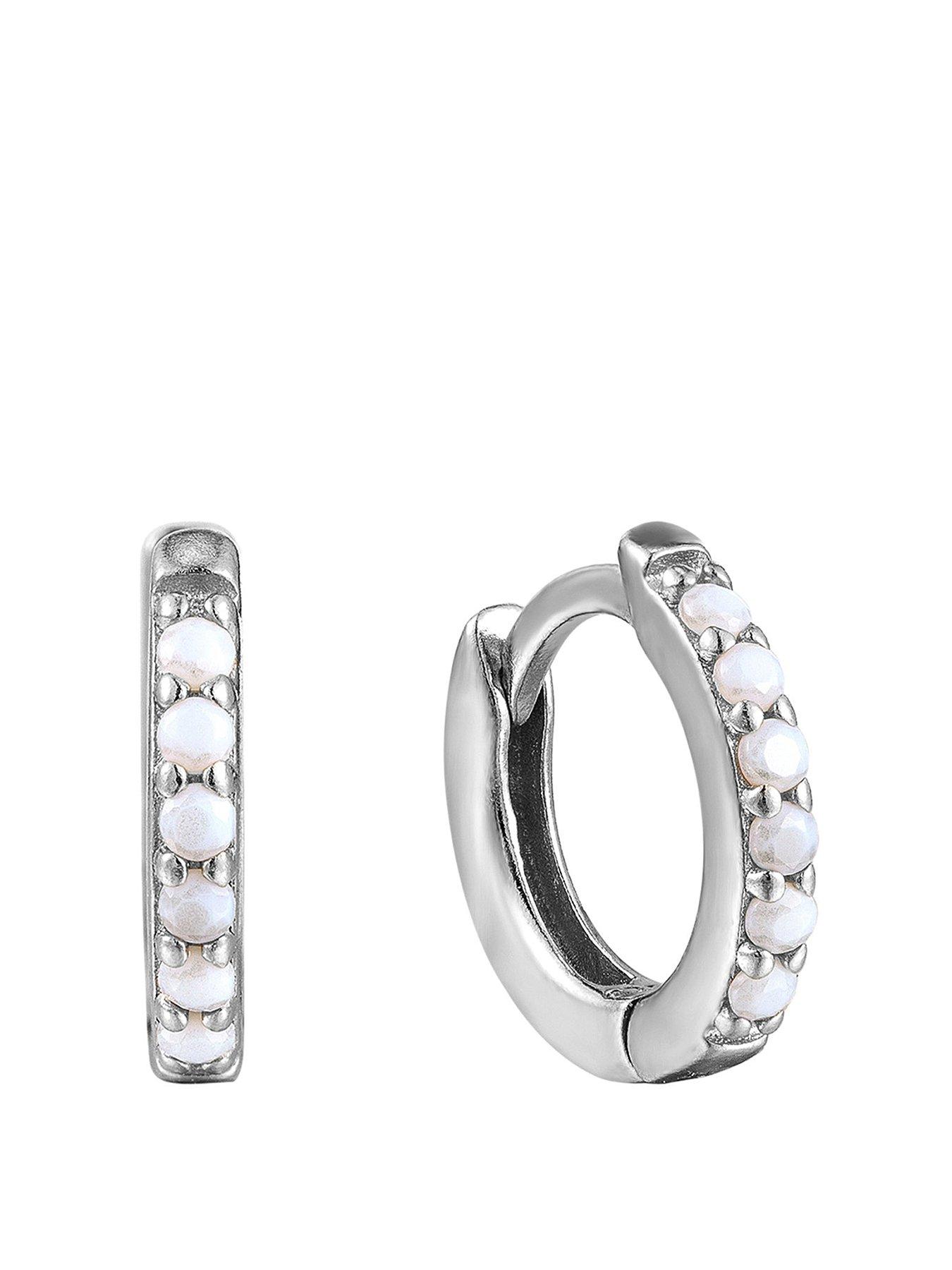 undefined Birthstone CZ Tiny Hoop Earrings