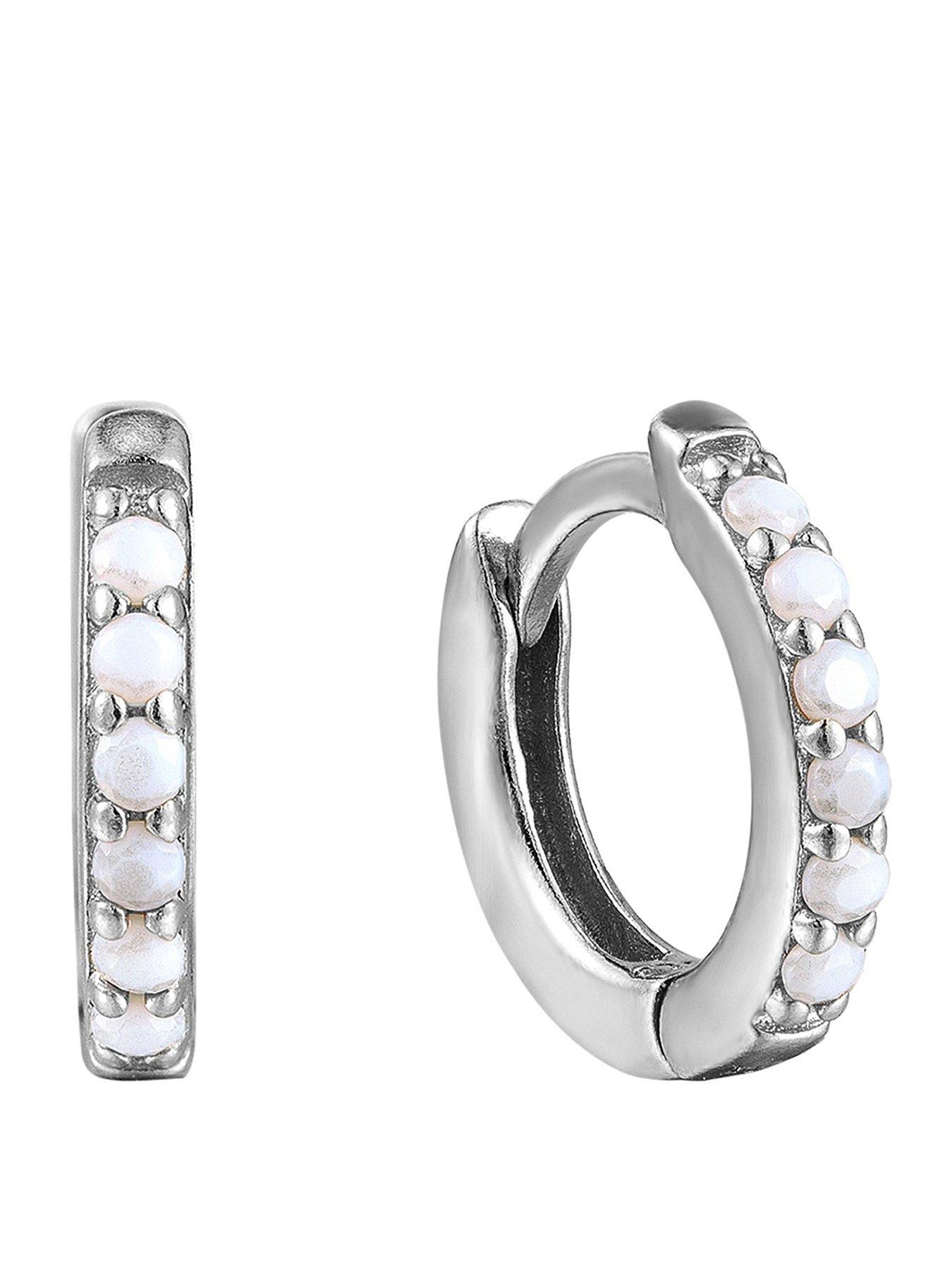 Seol + Gold Birthstone CZ Tiny Hoop Earrings
