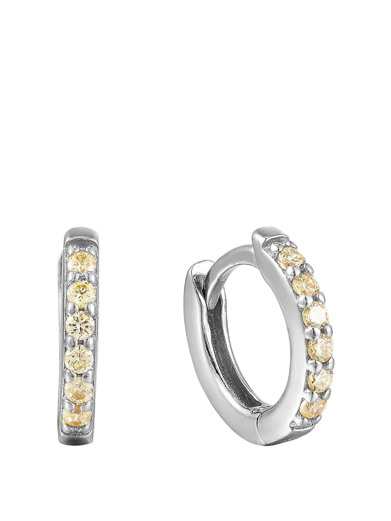 undefined Birthstone CZ Tiny Hoop Earrings