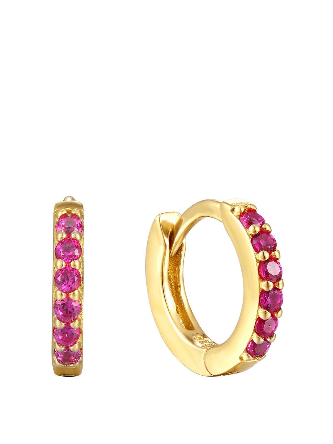 Seol + Gold Birthstone CZ Tiny Hoop Earrings