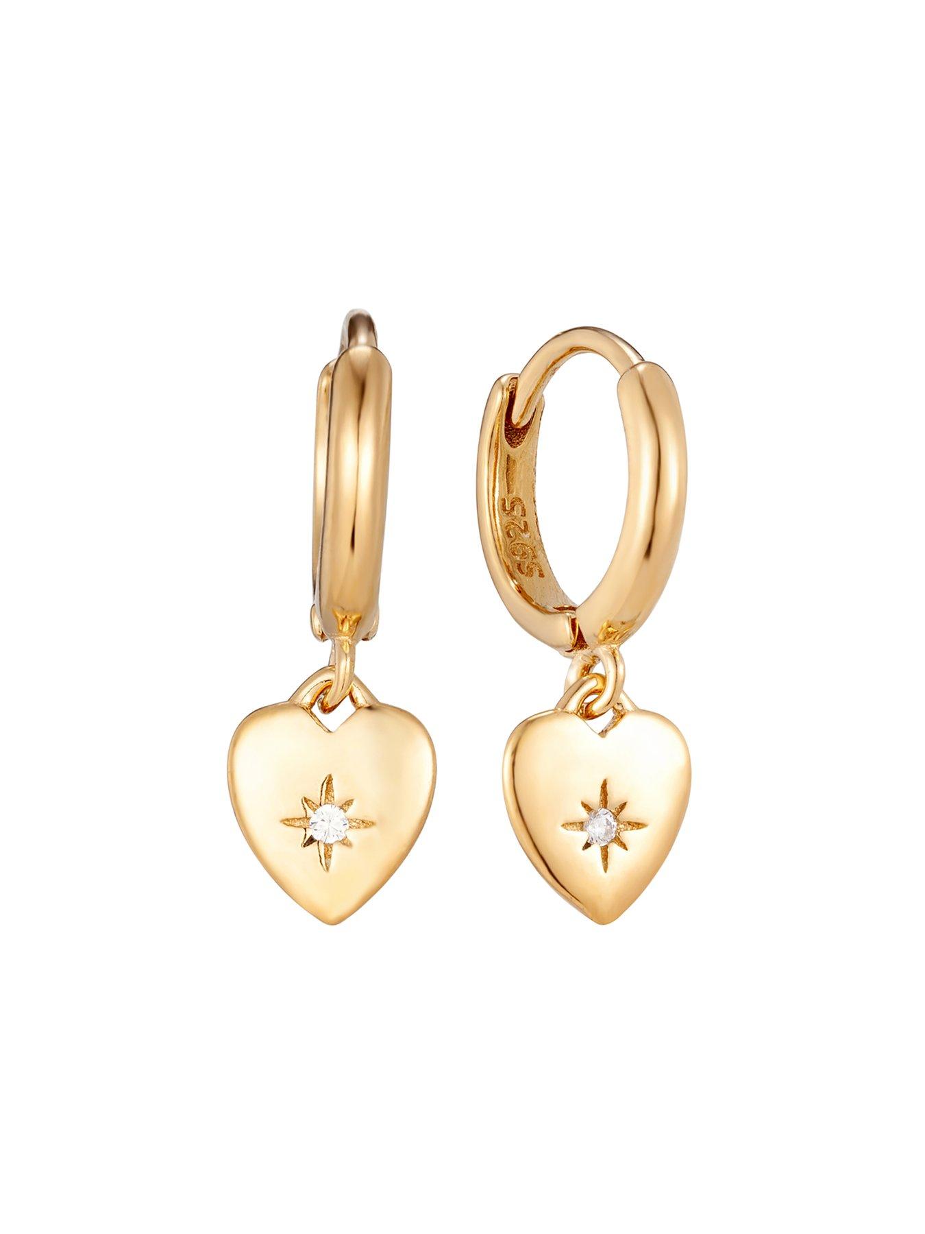  image of seol-gold-cz-heart-charm-hoops