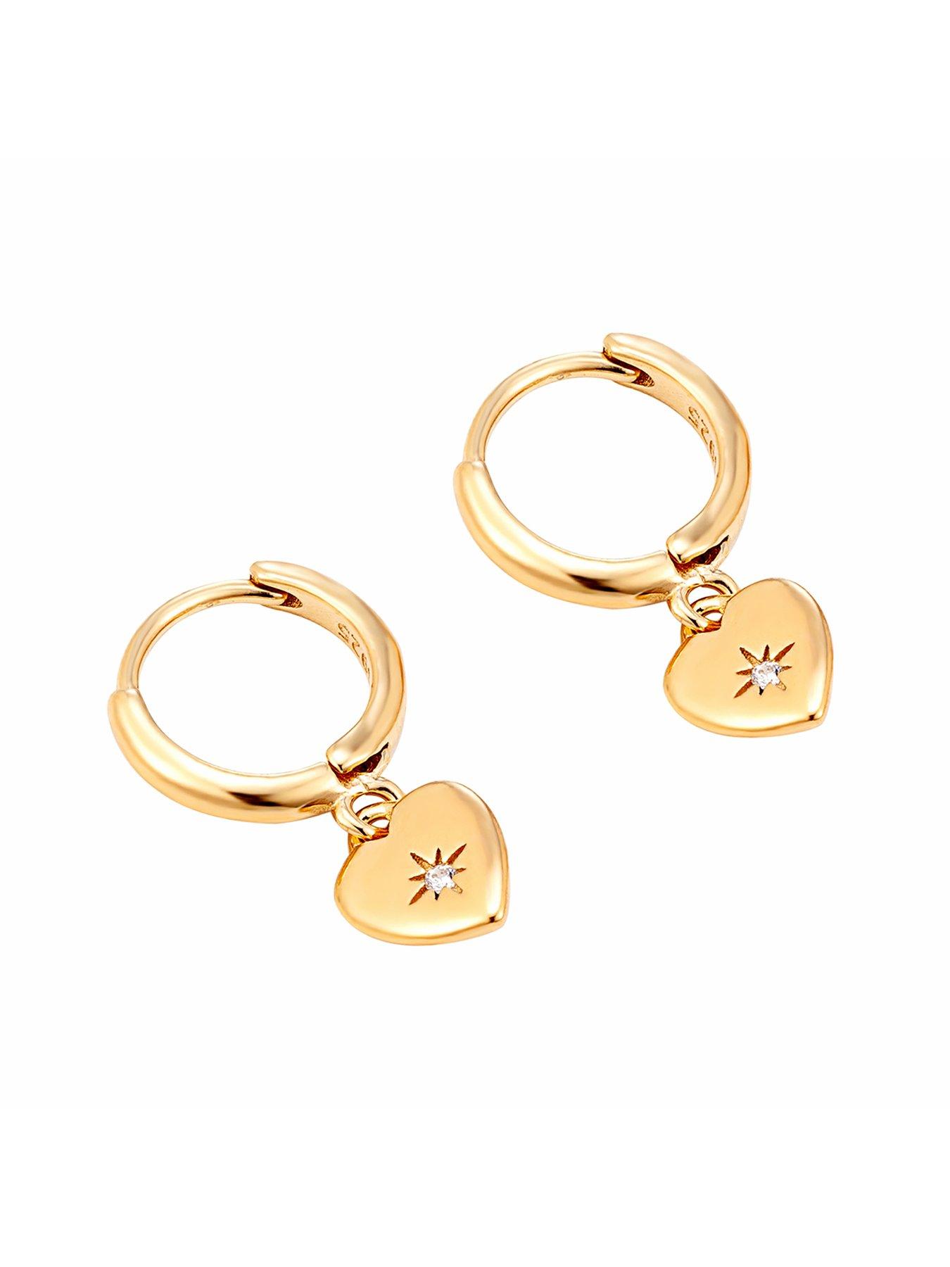  image of seol-gold-cz-heart-charm-hoops