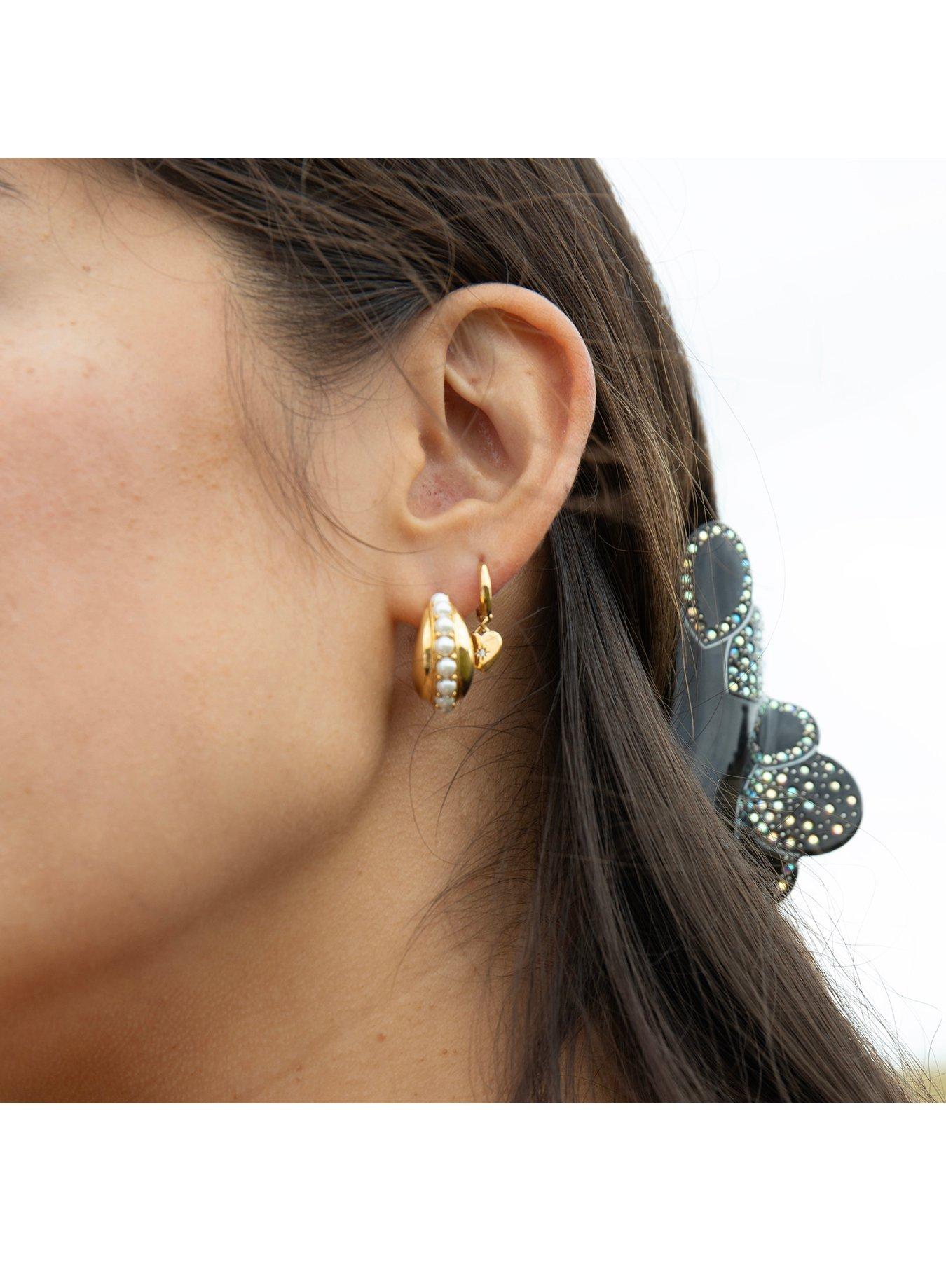  image of seol-gold-cz-heart-charm-hoops