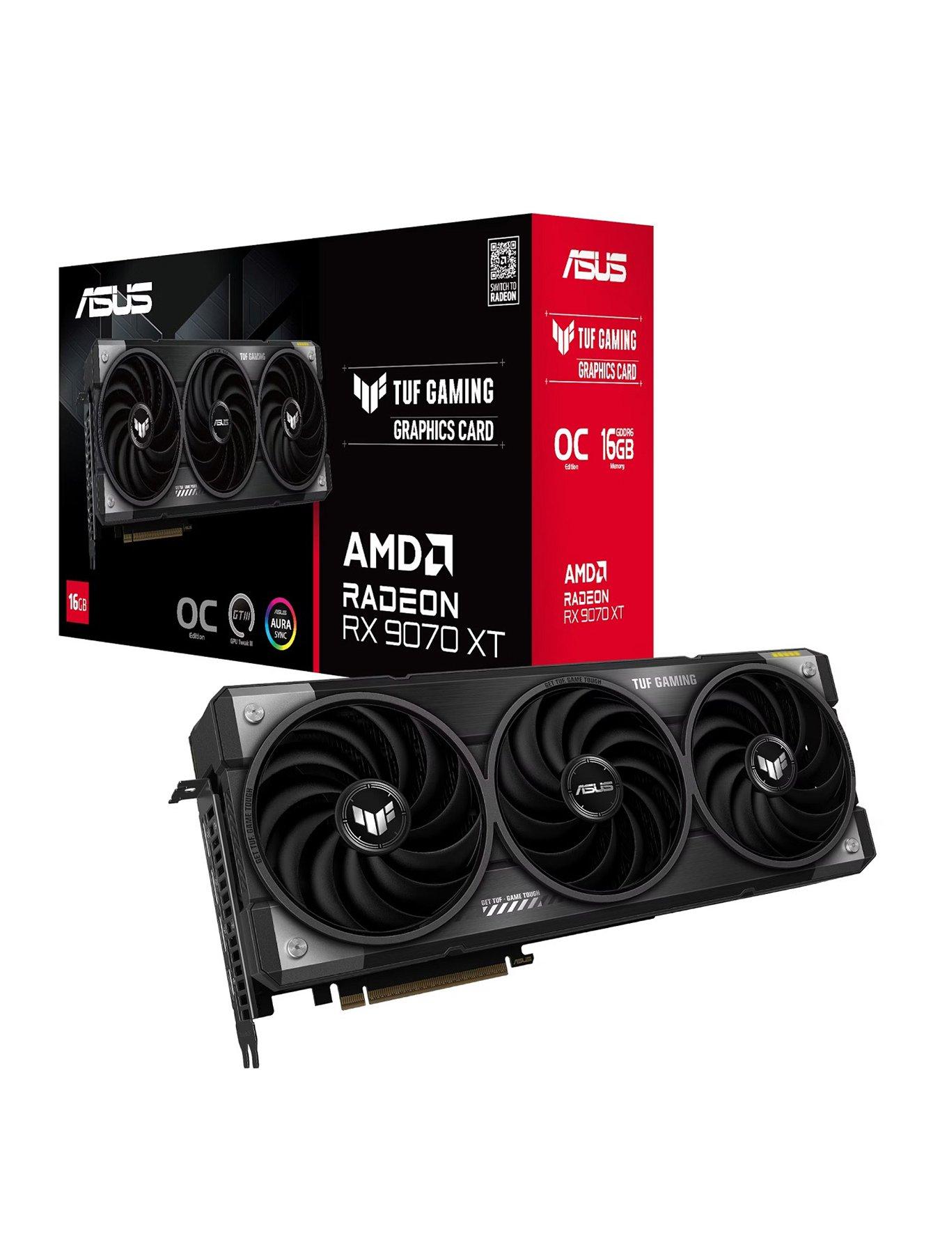 front image of asus-rx-9070-xt-16gb-tuf-gaming-overclocked-graphics-card