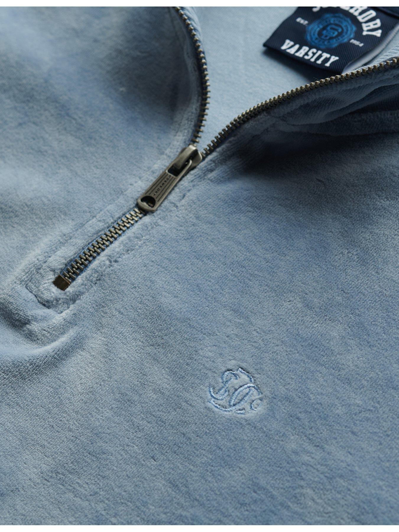 Image 4 of 4 of Superdry Velour Half Zip - Blue