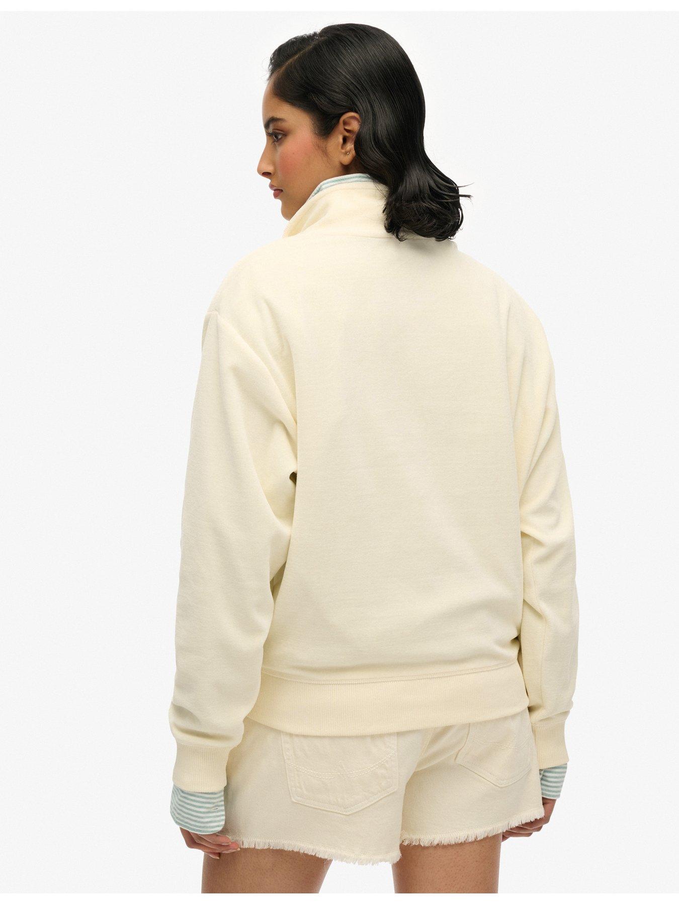  image of superdry-velour-half-zip-white