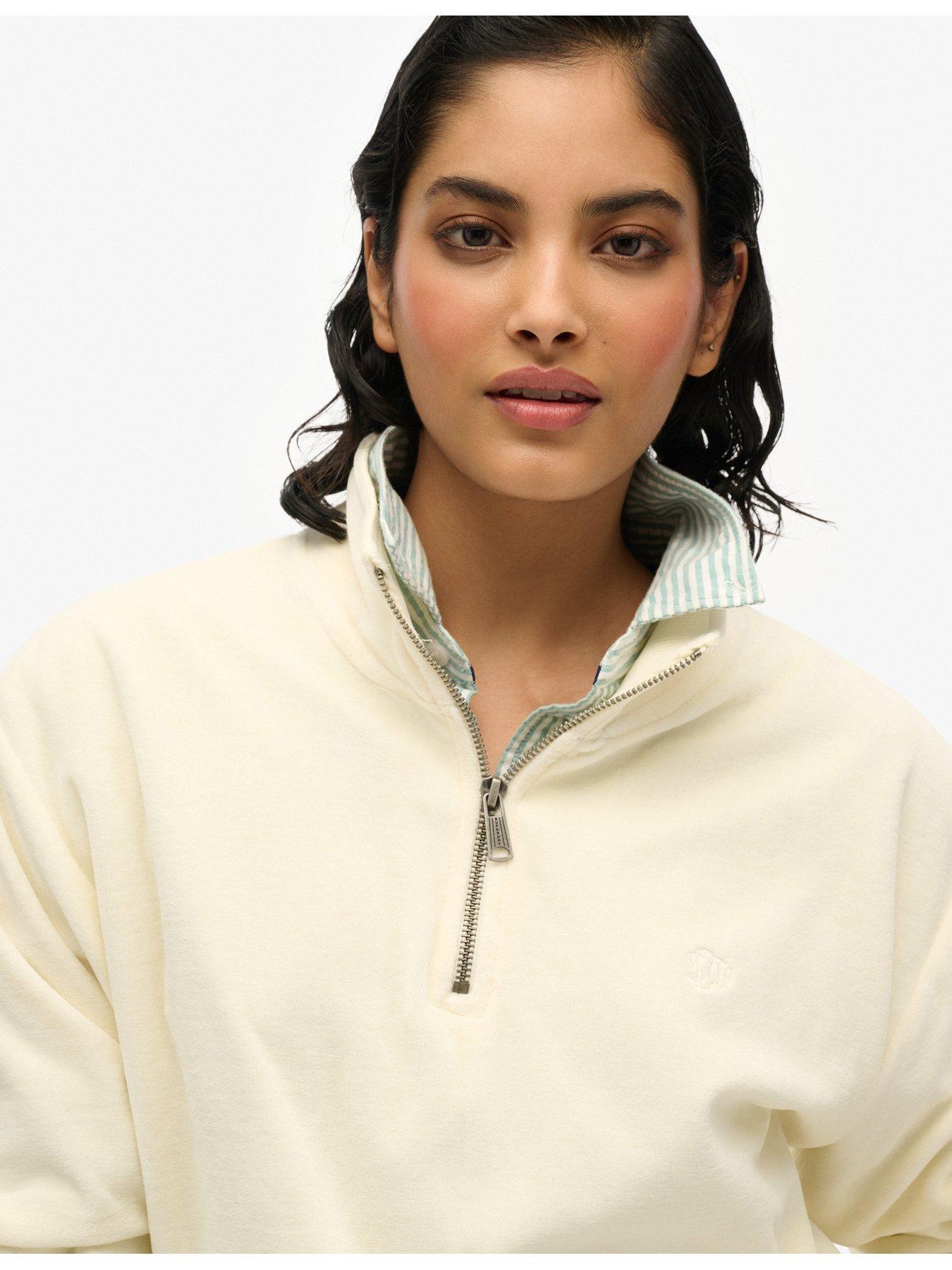  image of superdry-velour-half-zip-white