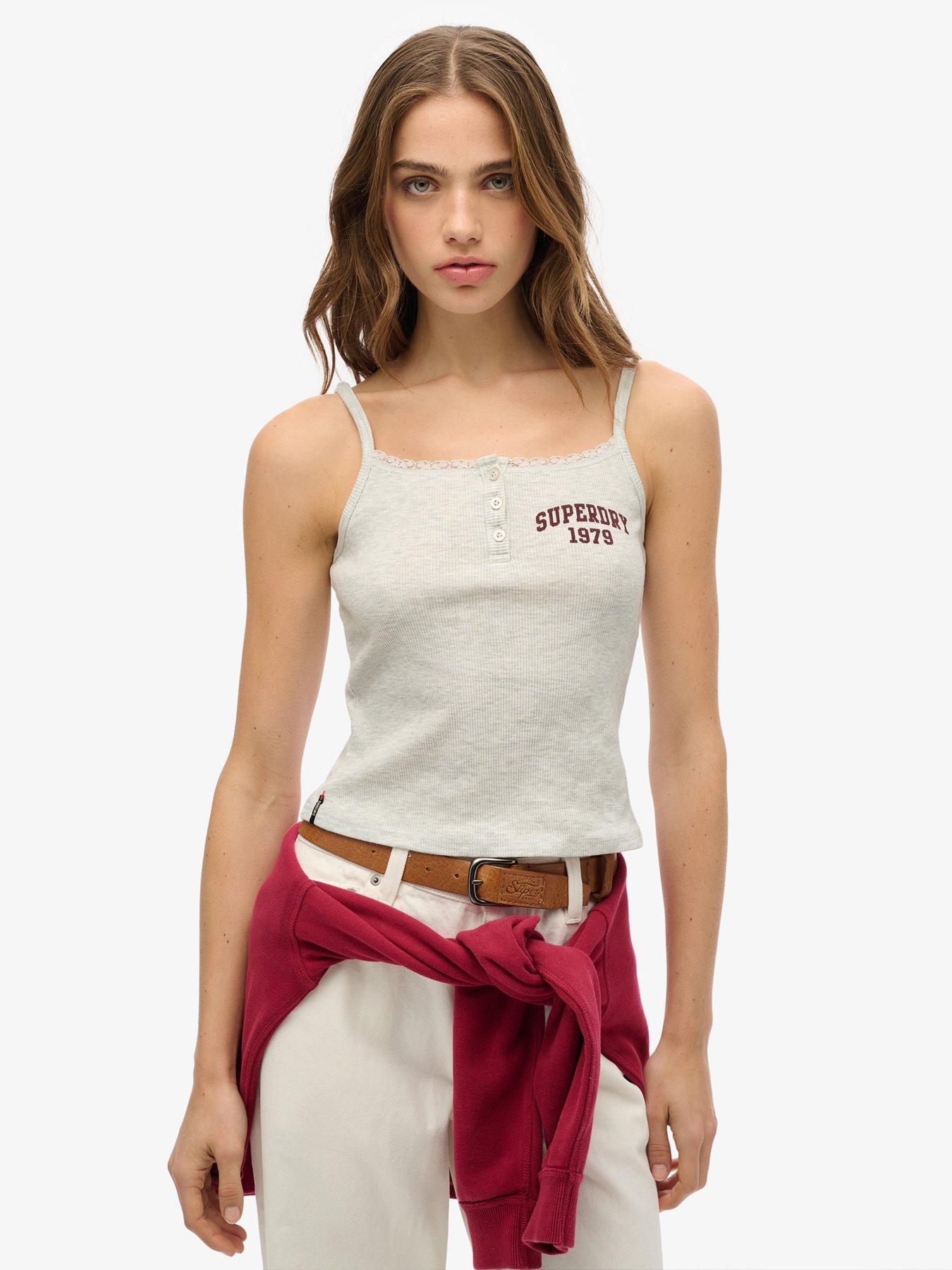 undefined Athletic Essentials Graphic Button Cami - Grey