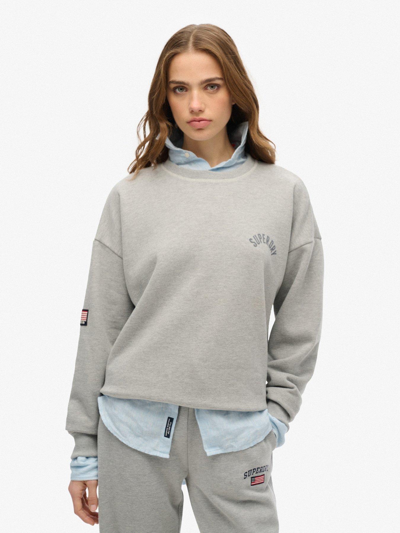 Image 1 of 5 of Superdry Athletic Essentials Relaxed Printed Sweatshirt - Grey