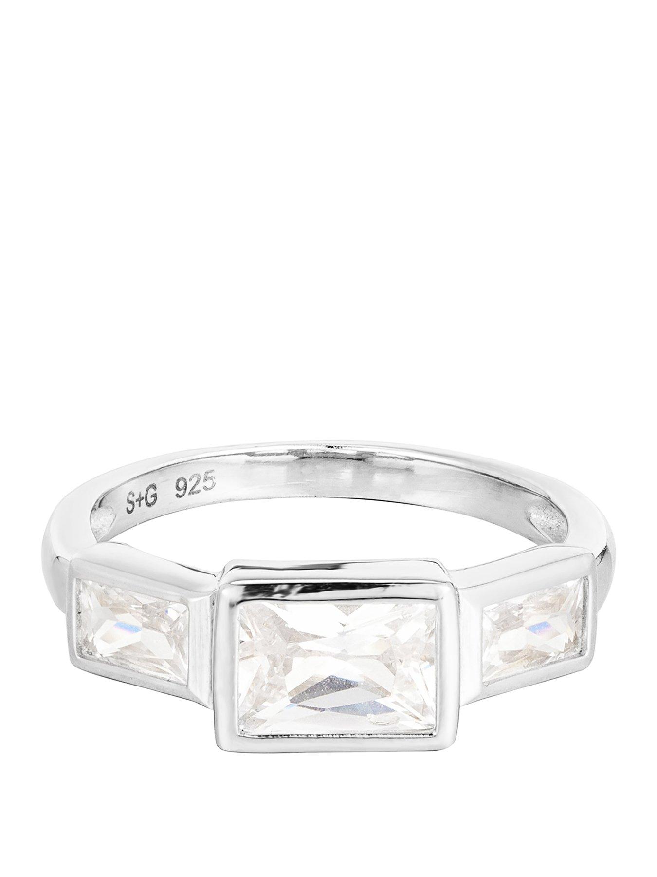 Image 1 of 5 of Seol + Gold CZ Rectangle Ring