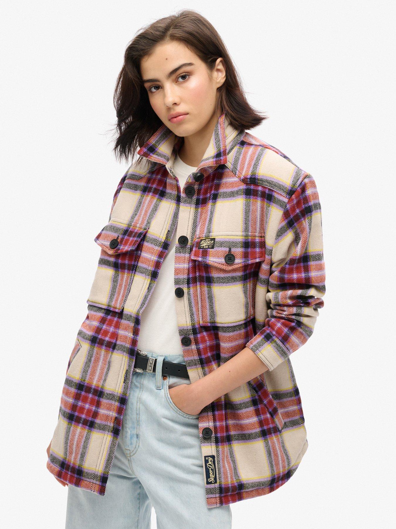 undefined Borg Check Overshirt - Brown