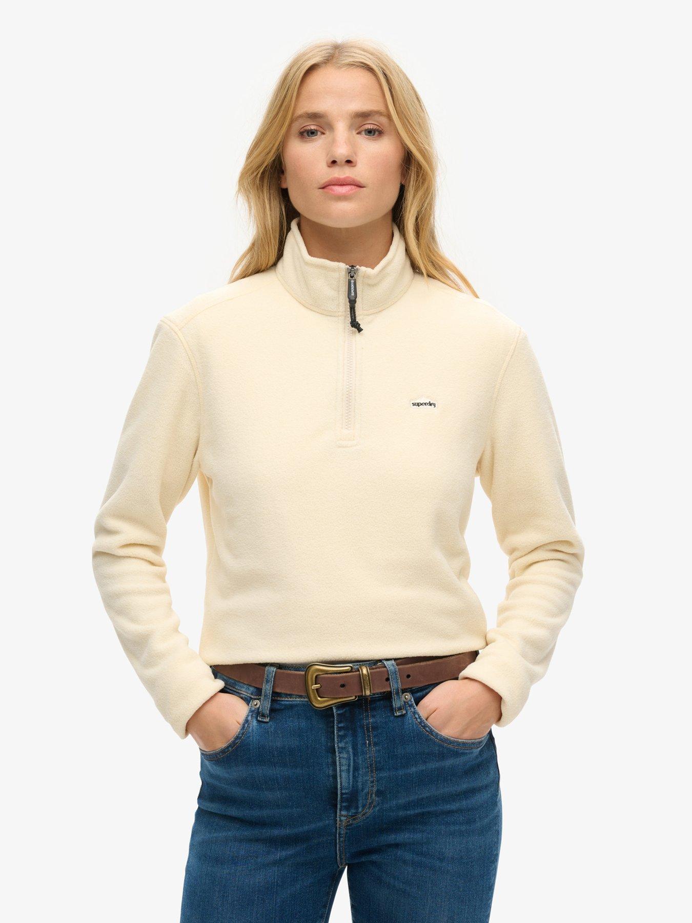 undefined Polar Fleece Cropped Half Zip - Beige