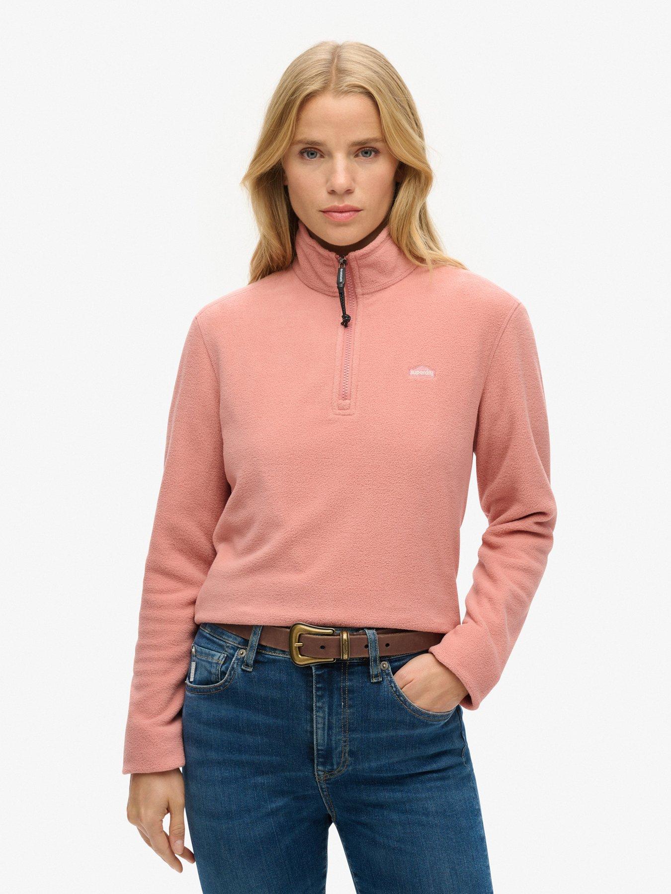 undefined Polar Fleece Cropped Half Zip - Pink