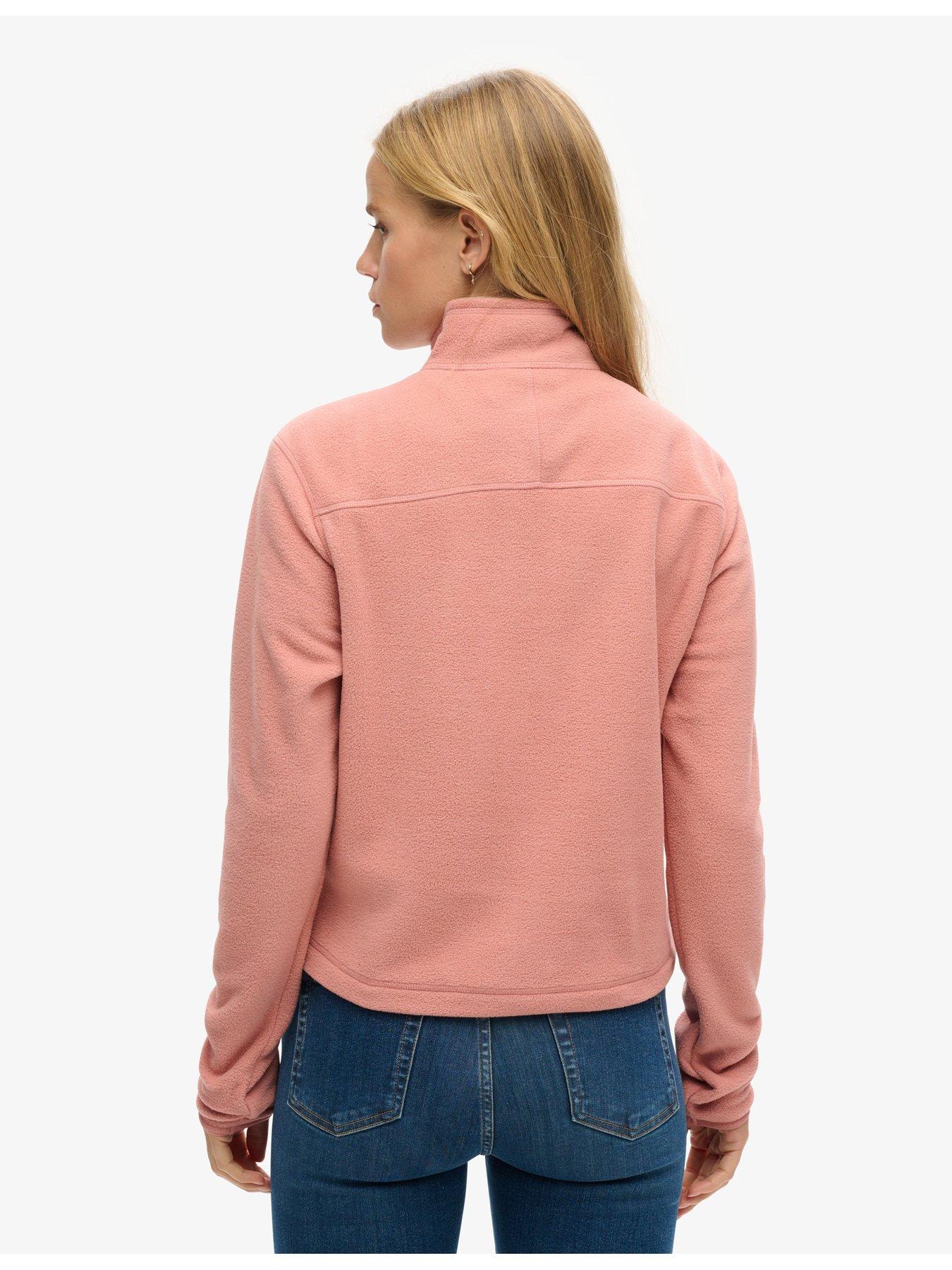 Image 2 of 5 of Superdry Polar Fleece Cropped Half Zip - Pink