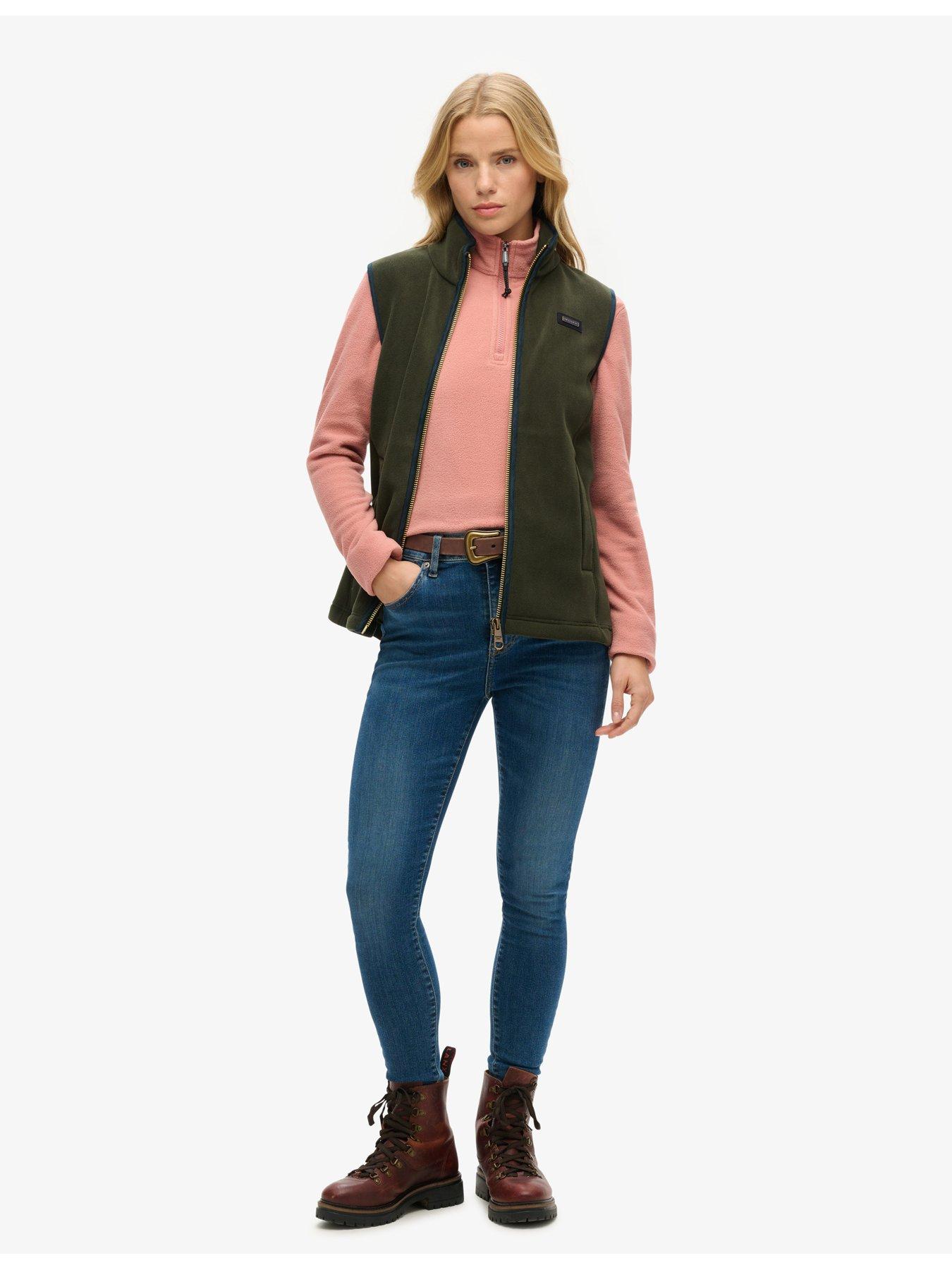 Image 3 of 5 of Superdry Polar Fleece Cropped Half Zip - Pink