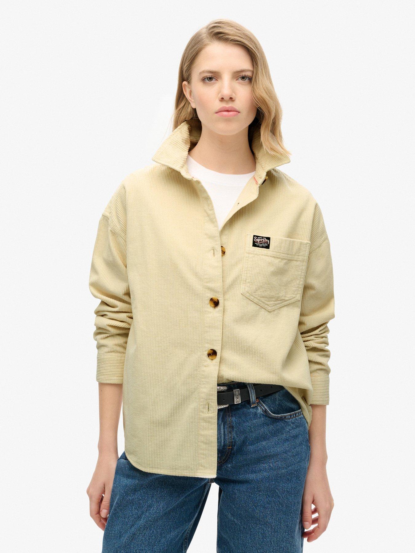  image of superdry-chunky-cord-overshirt-brown