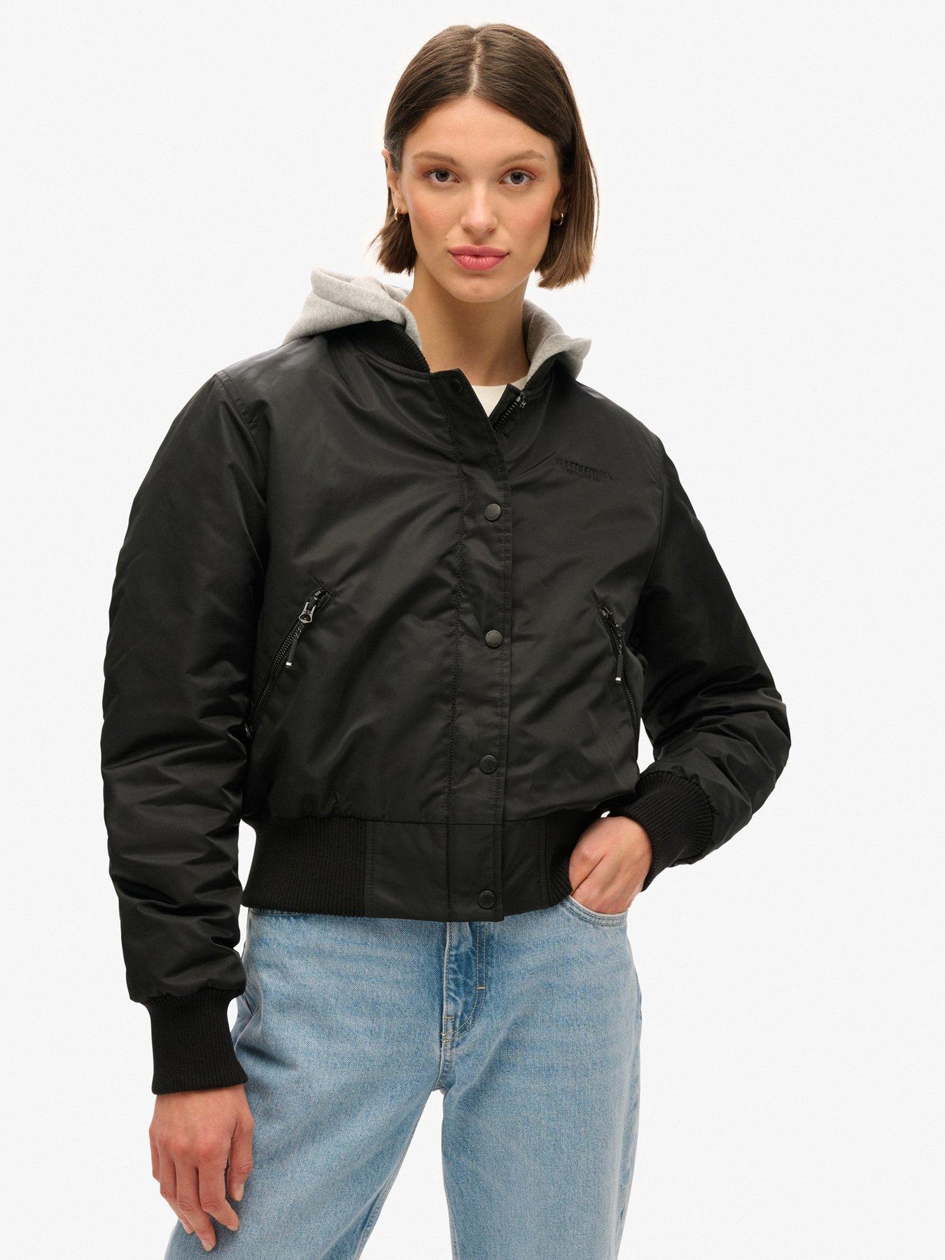 undefined Hooded Bomber Jacket - Black