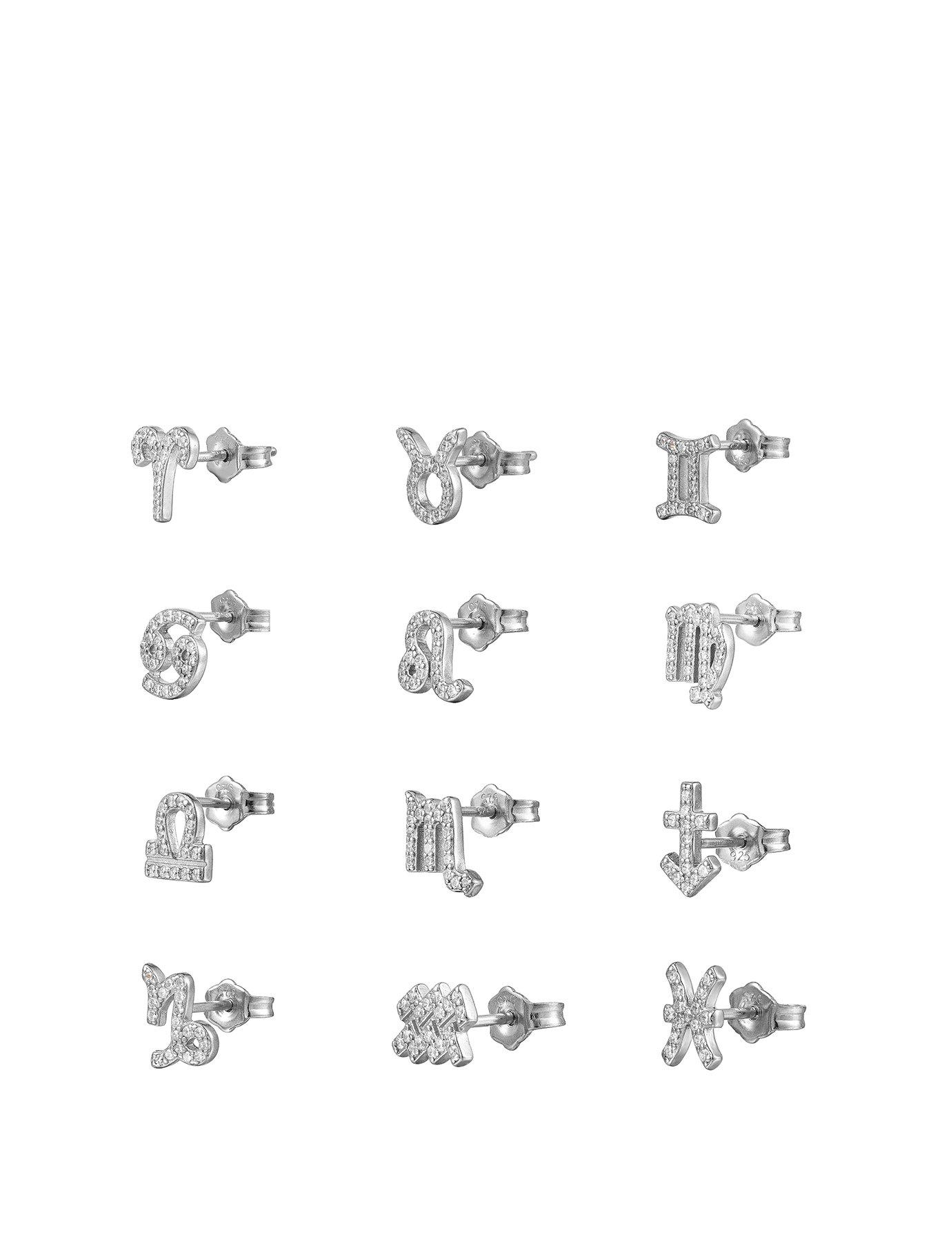 undefined Zodiac CZ Stud Earrings