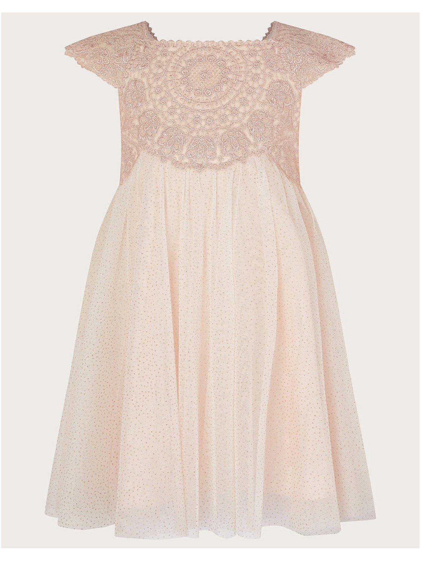 Monsoon Baby Girls Estella Embroidered Tulle Dress - Pink