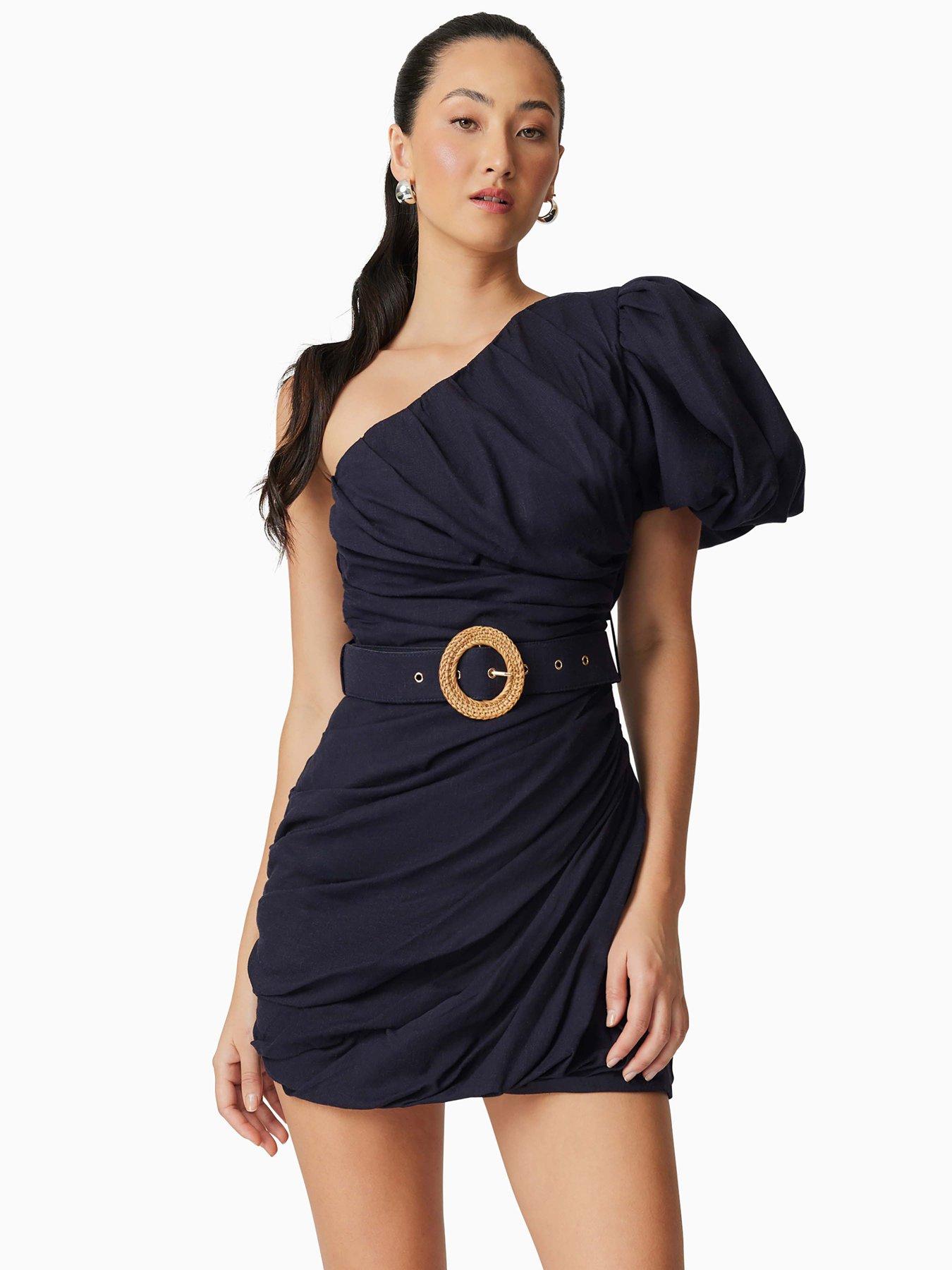  image of elliatt-kara-asymmetrical-mini-dress-navy