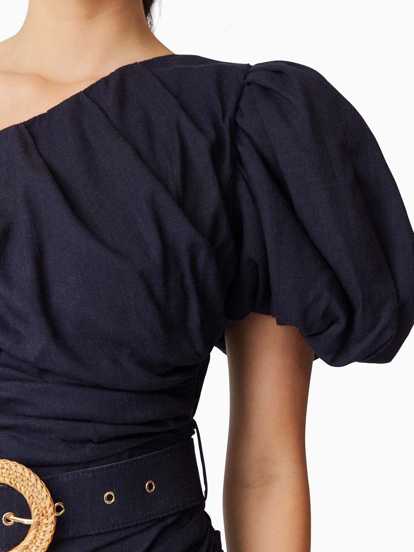  image of elliatt-kara-asymmetrical-mini-dress-navy