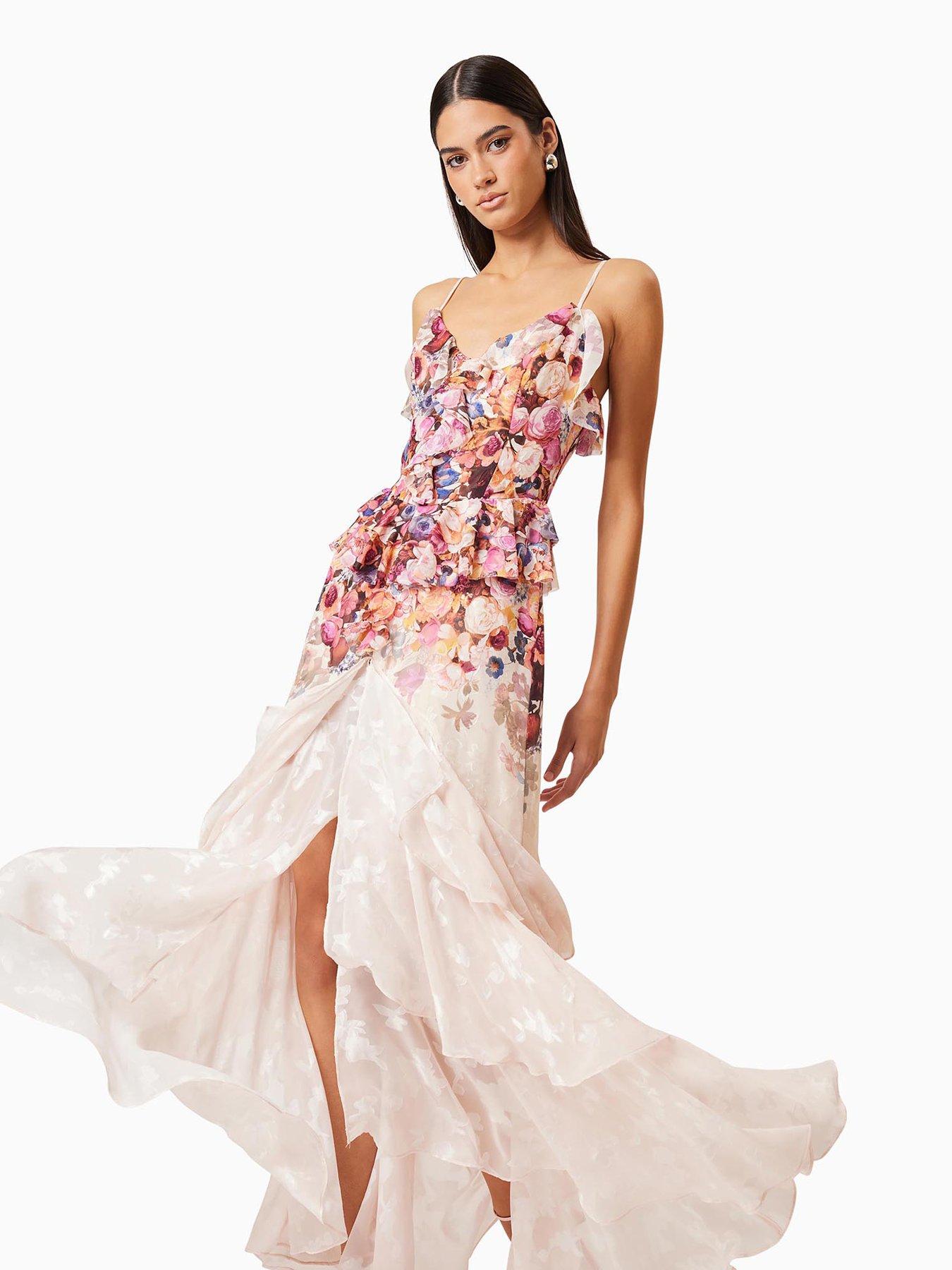 chinese dress ladies Kimberly Frill Maxi Dress in Red – Elliatt