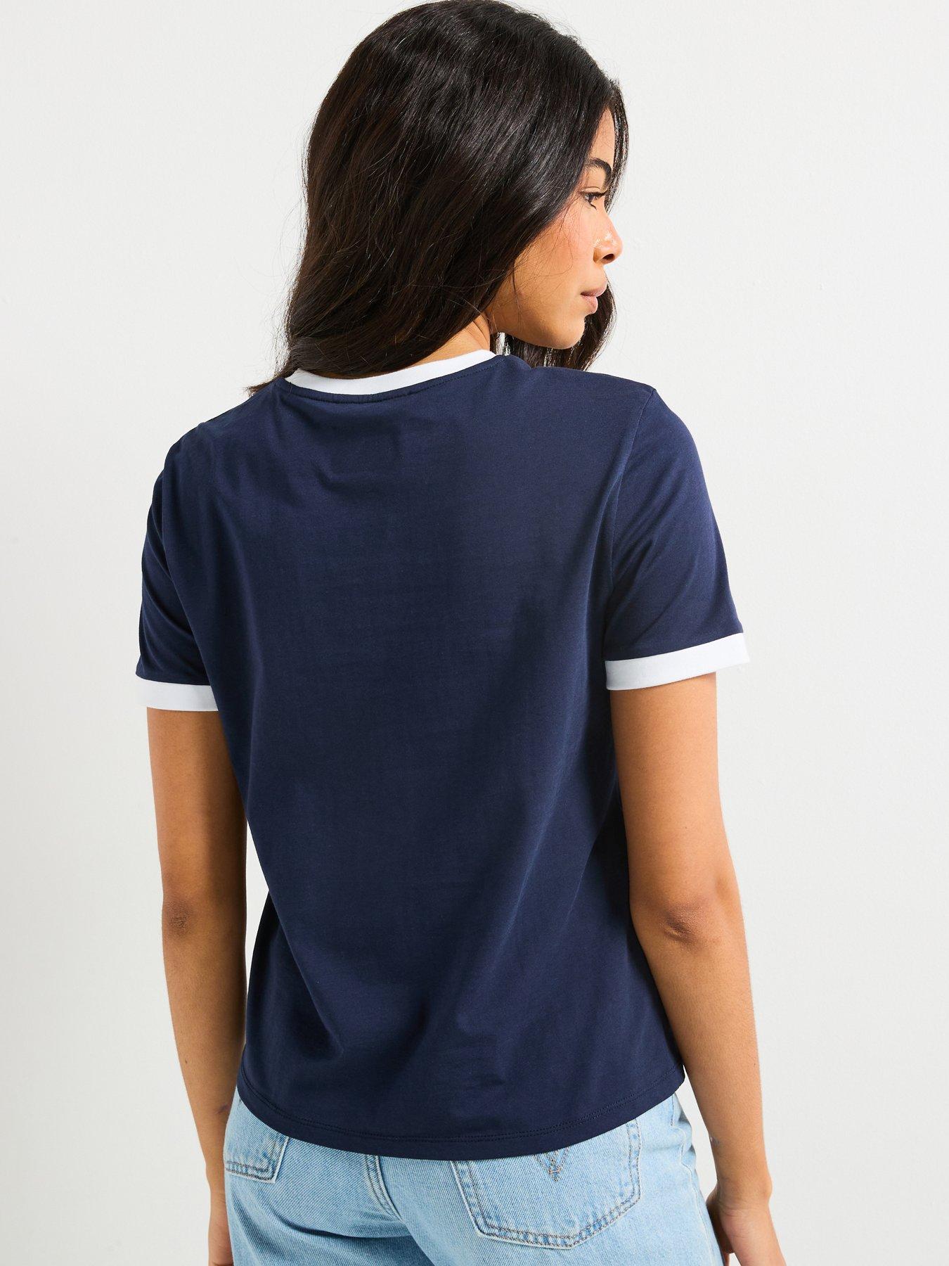  image of v-by-very-melrose-contrast-binding-t-shirt-navy