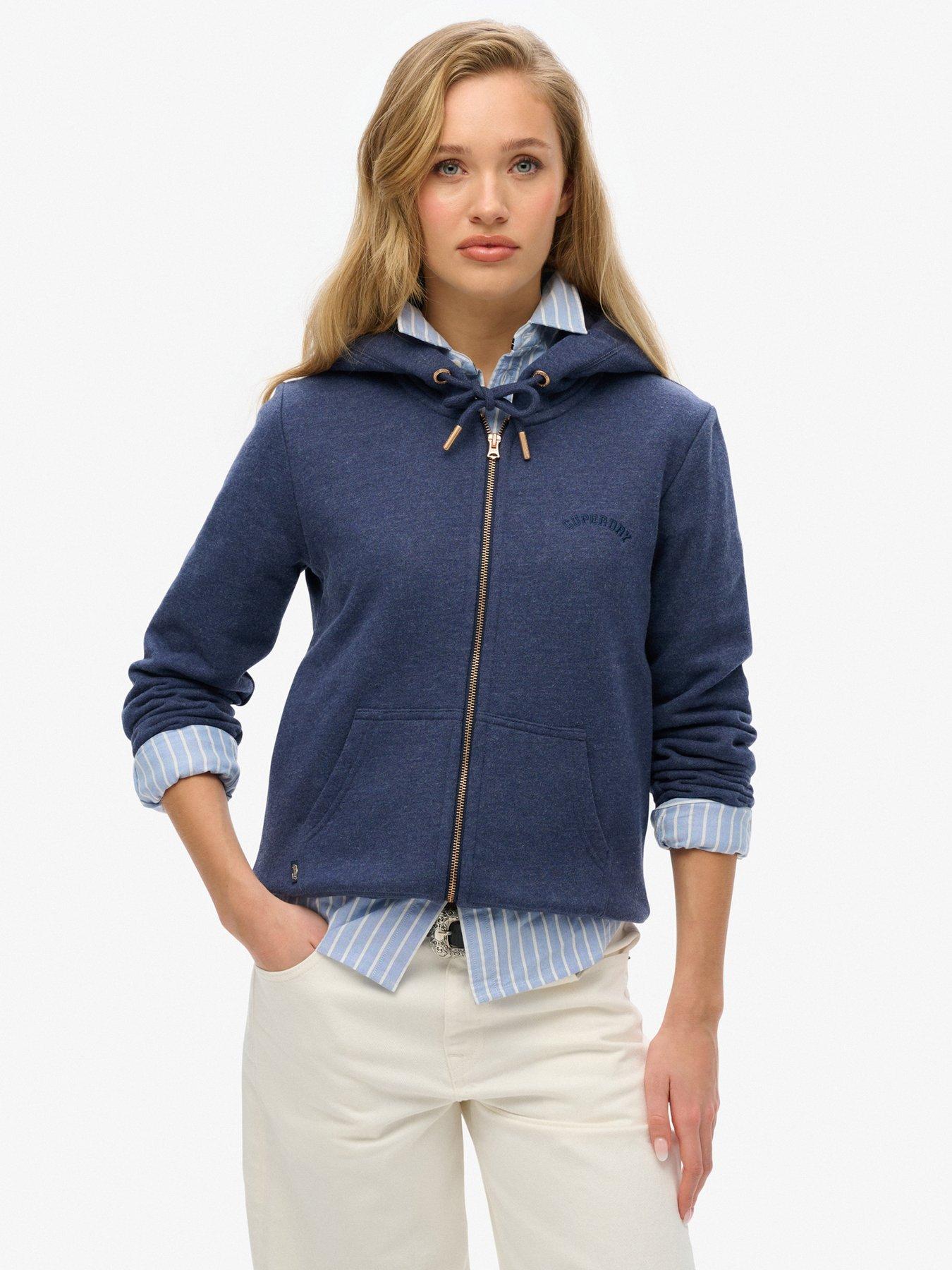  image of superdry-essential-logo-zip-hoodie-blue