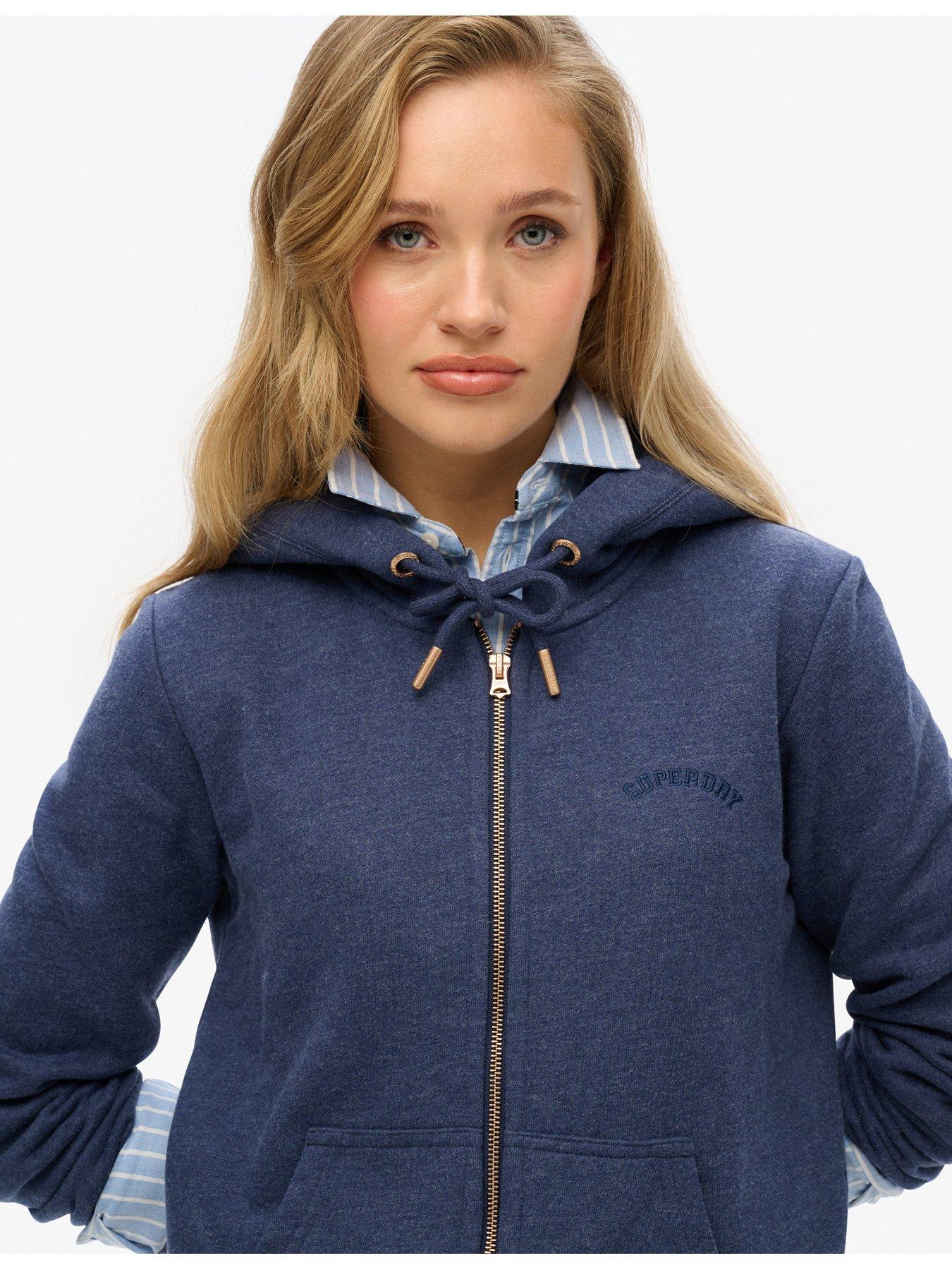  image of superdry-essential-logo-zip-hoodie-blue