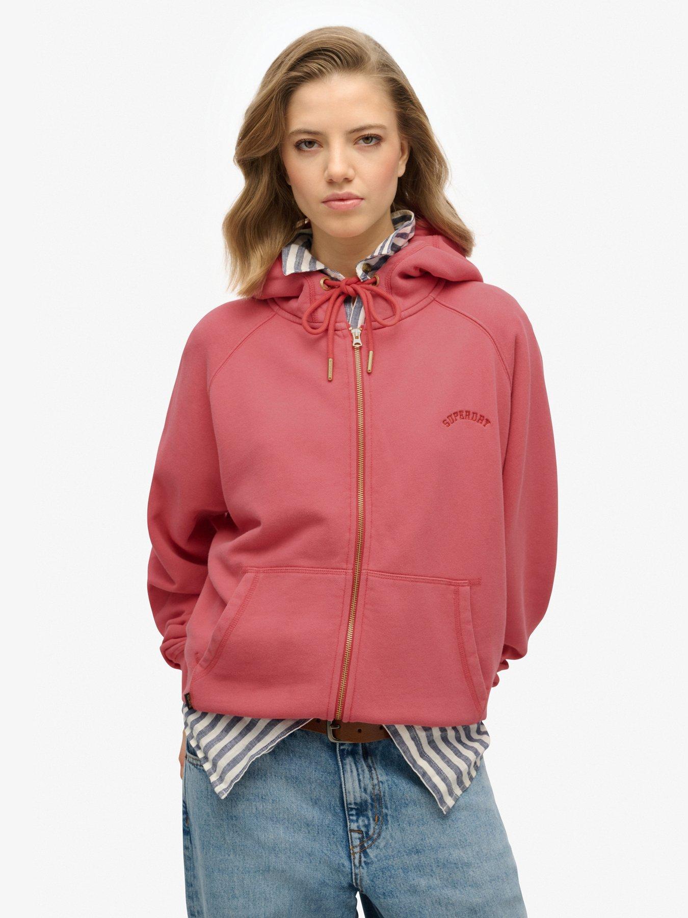 undefined Essential Logo Oversized Raglan Zip Hoodie - Red