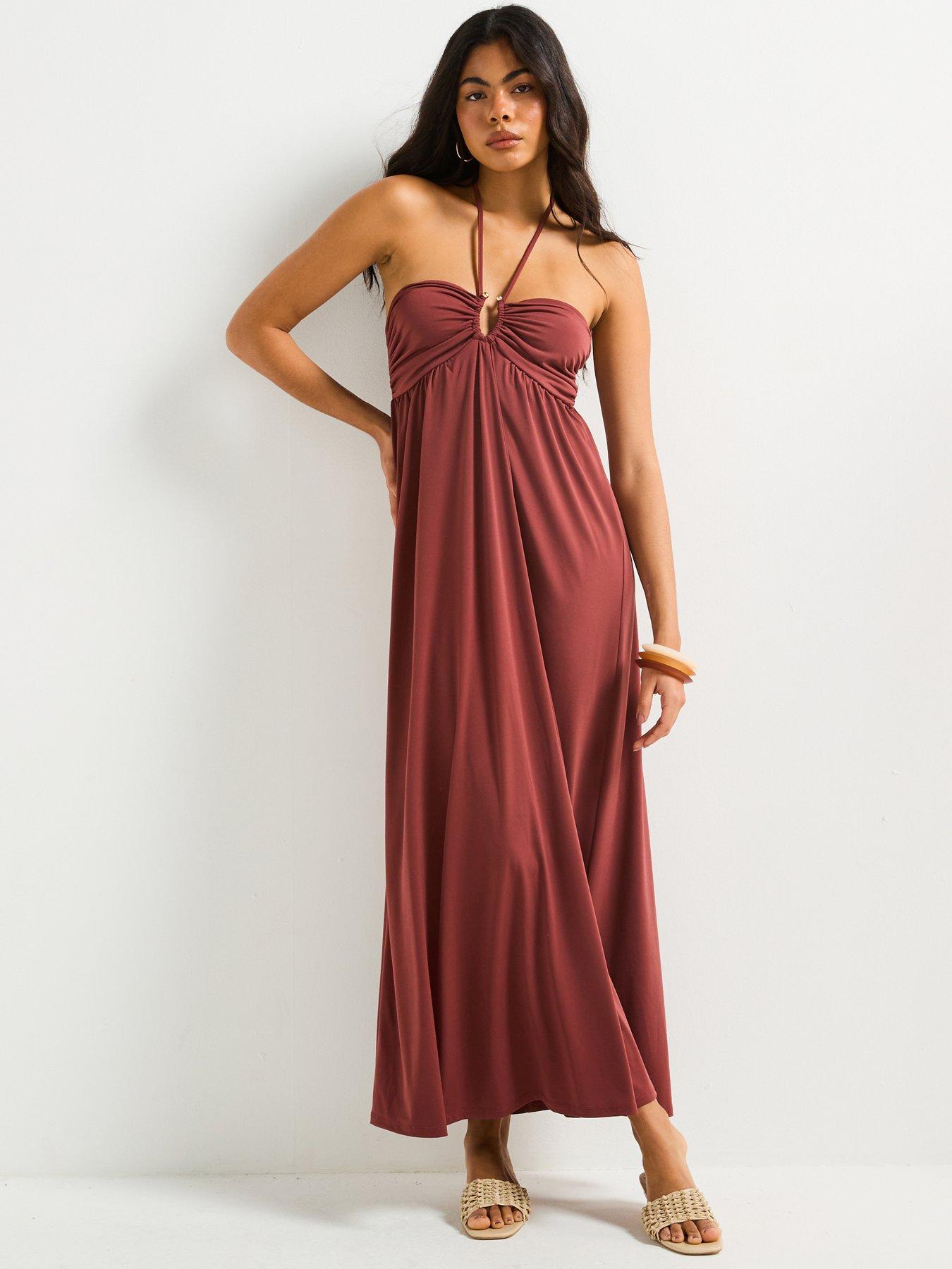 undefined Strappy Halter Midaxi Dress