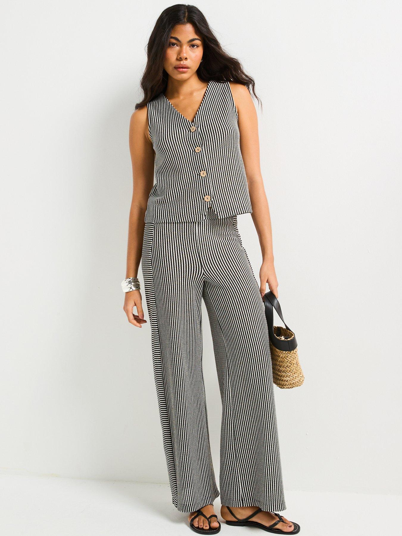  image of v-by-very-wide-leg-textured-trouser-co-ord-stripe