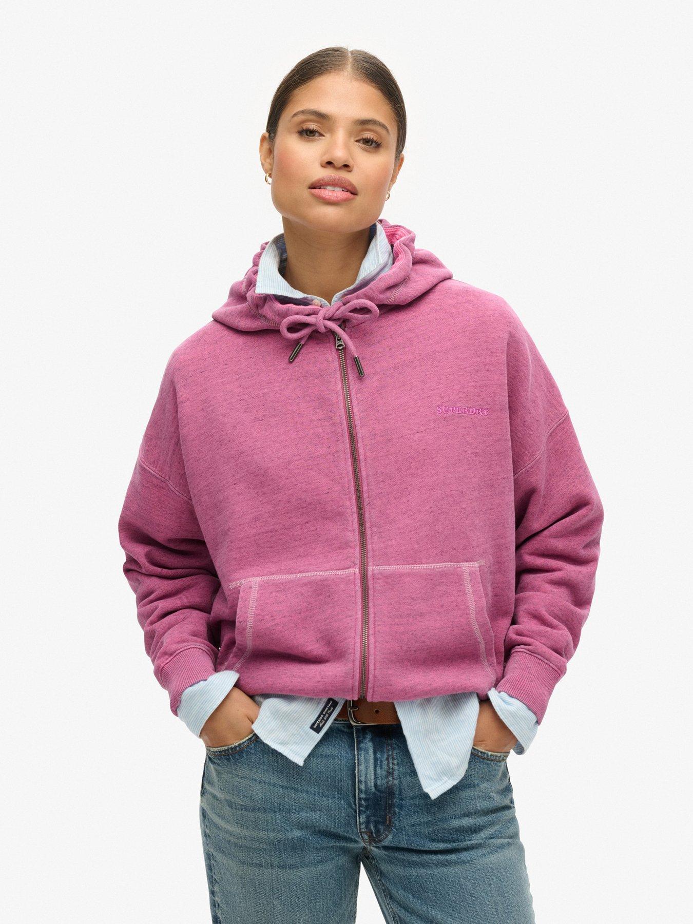 undefined Essential Logo Overdyed Zip Hoodie - Pink