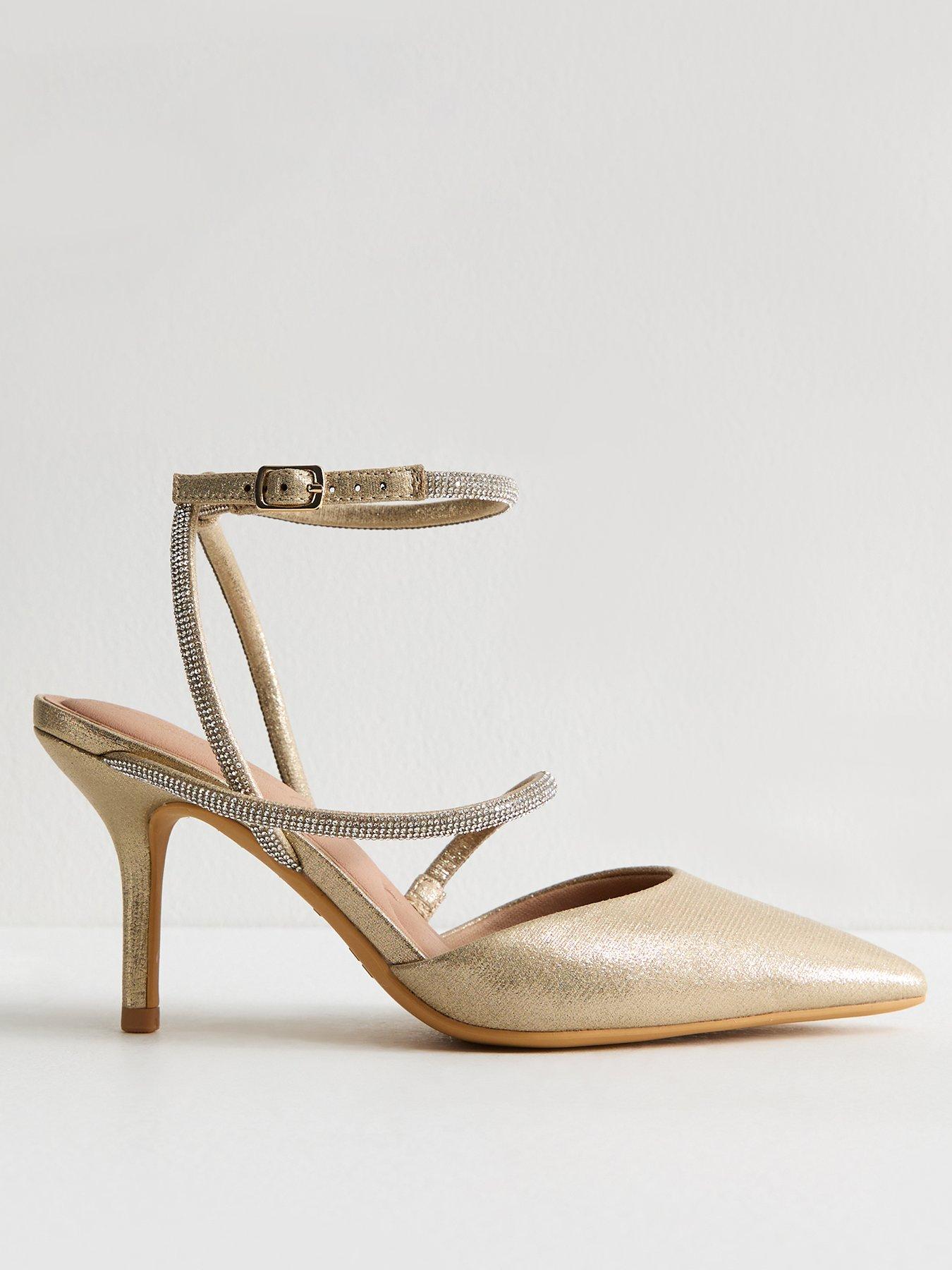 new-look-diamante-wraparound-strap-court-shoes-gold