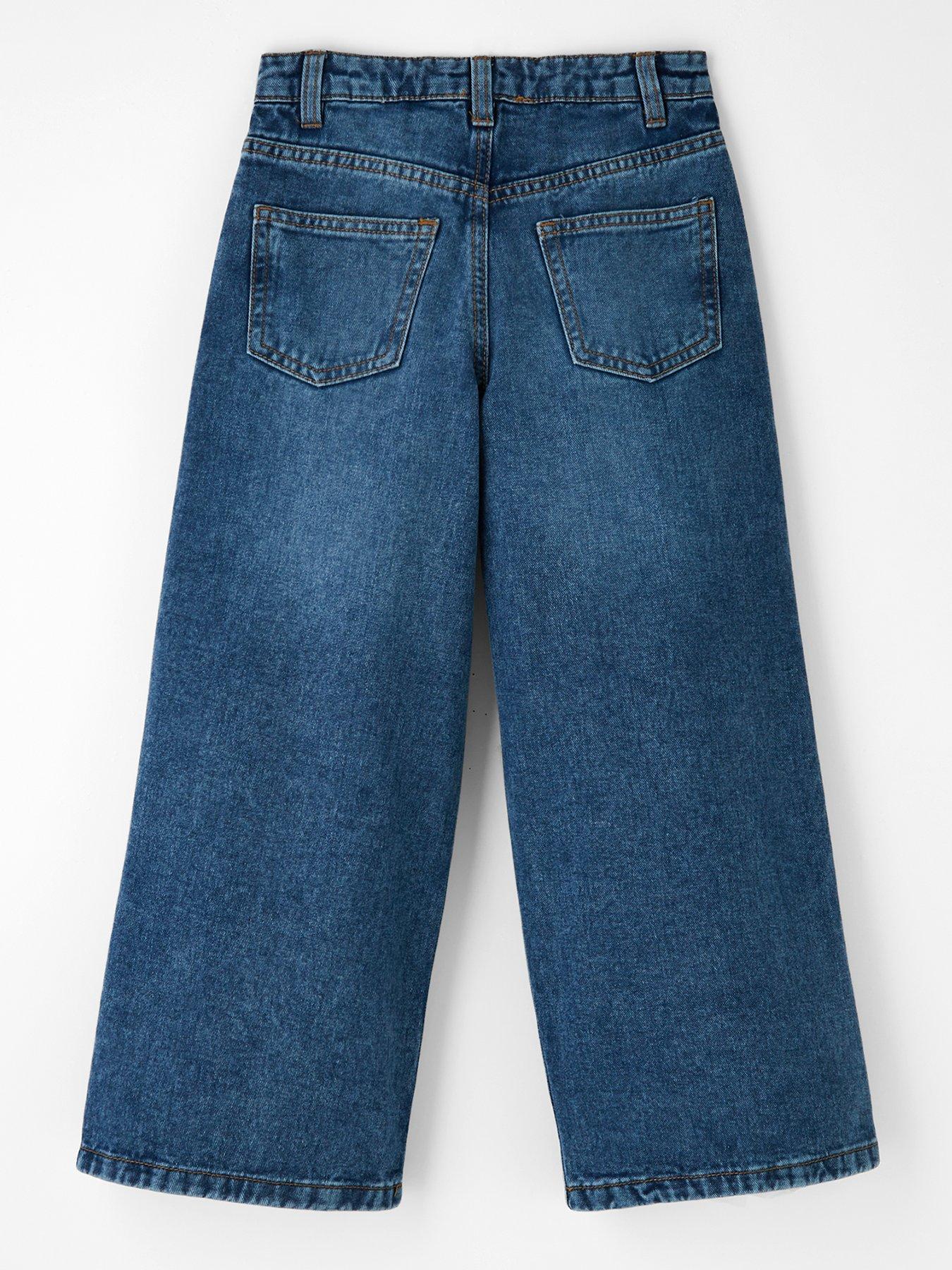 back image of the-very-collection-girls-wide-leg-jeans-light-wash