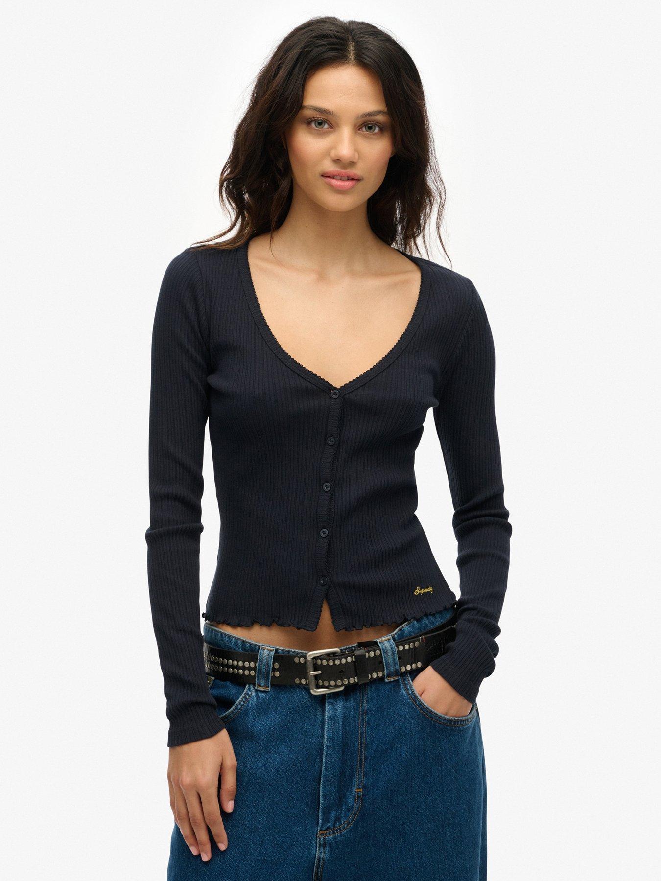 superdry-essential-button-long-sleeve-top-navy