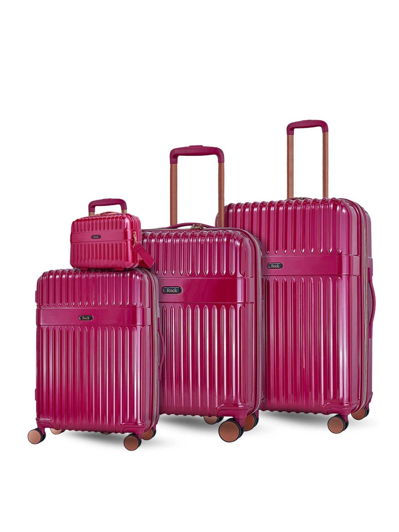  image of rock-luggage-selene-pink-4-piece-suitcase-set-vanitycabinmediumlarge