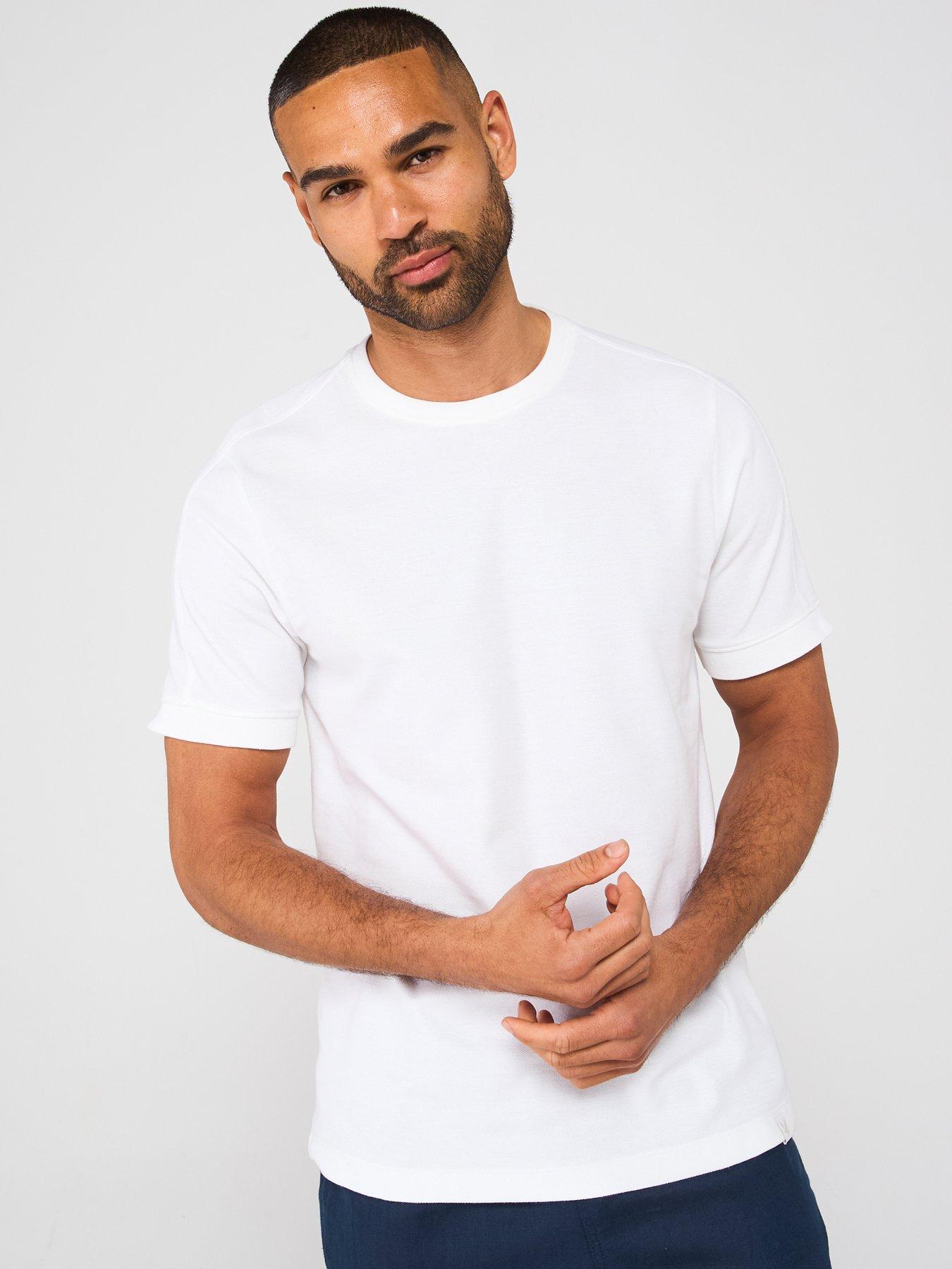 front image of lyle-scott-panelled-t-shirt-white