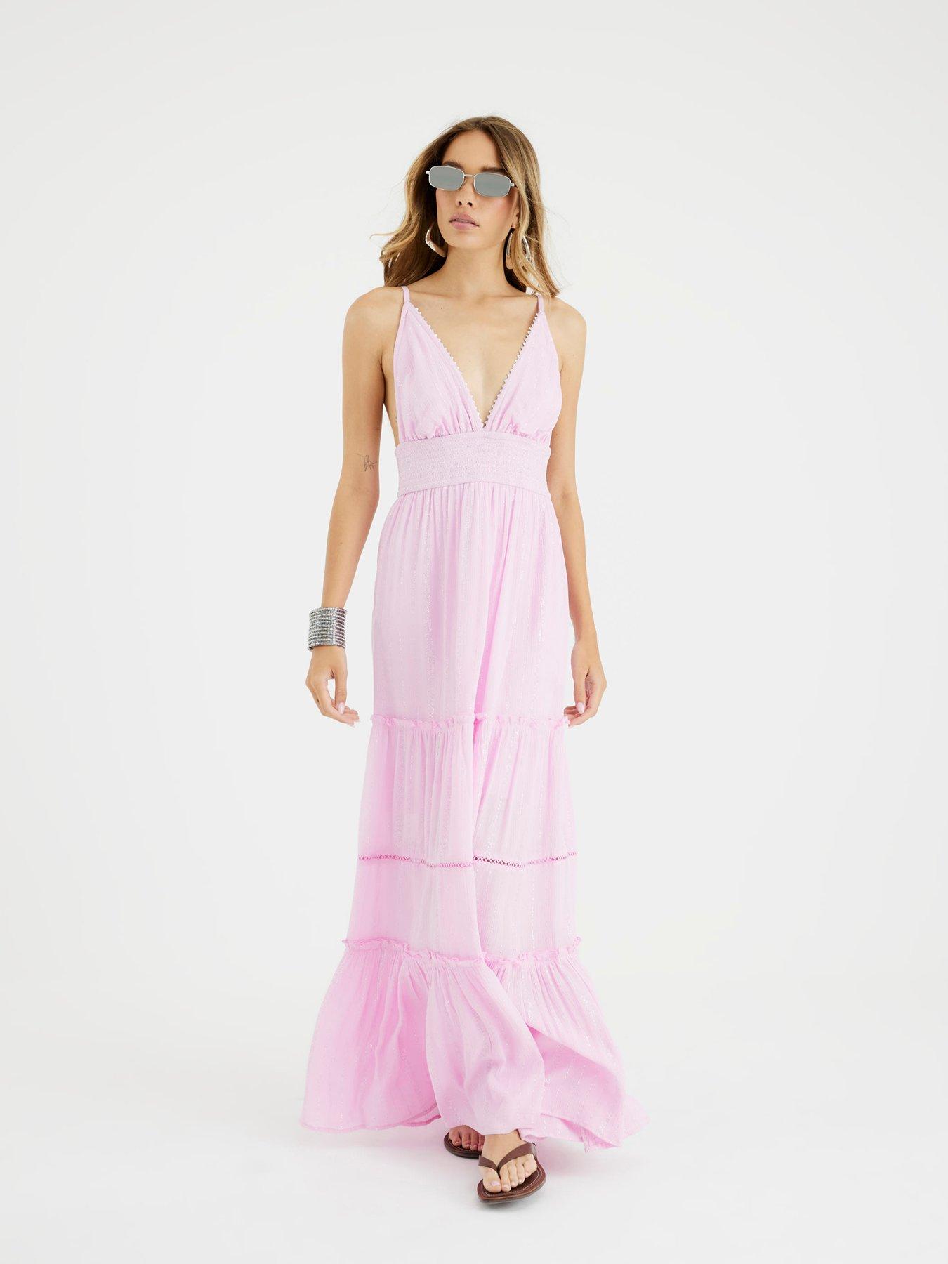 Image 1 of 4 of River Island Maxi Beach Dress - Light Pink