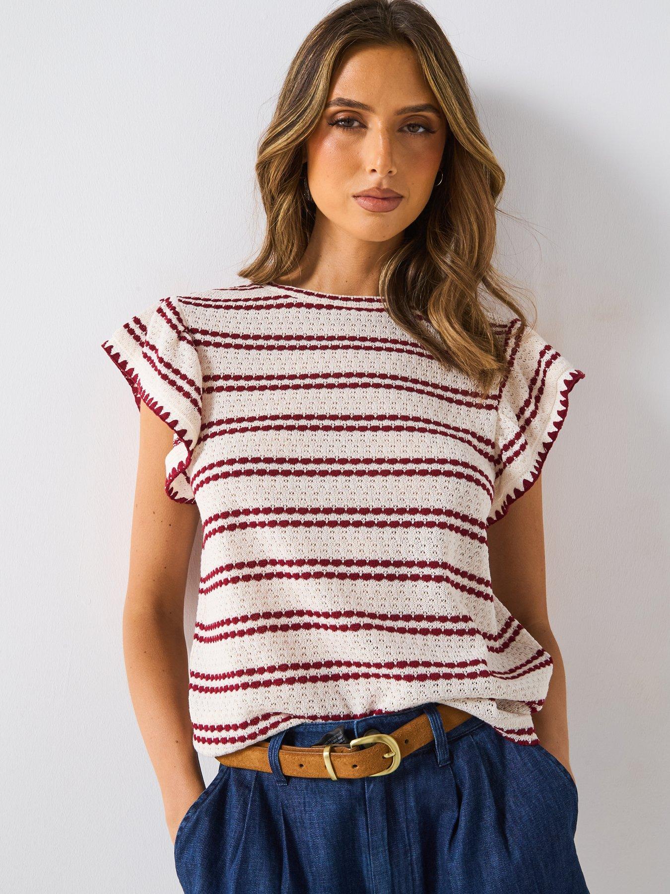 v-by-very-stripe-textured-top-red