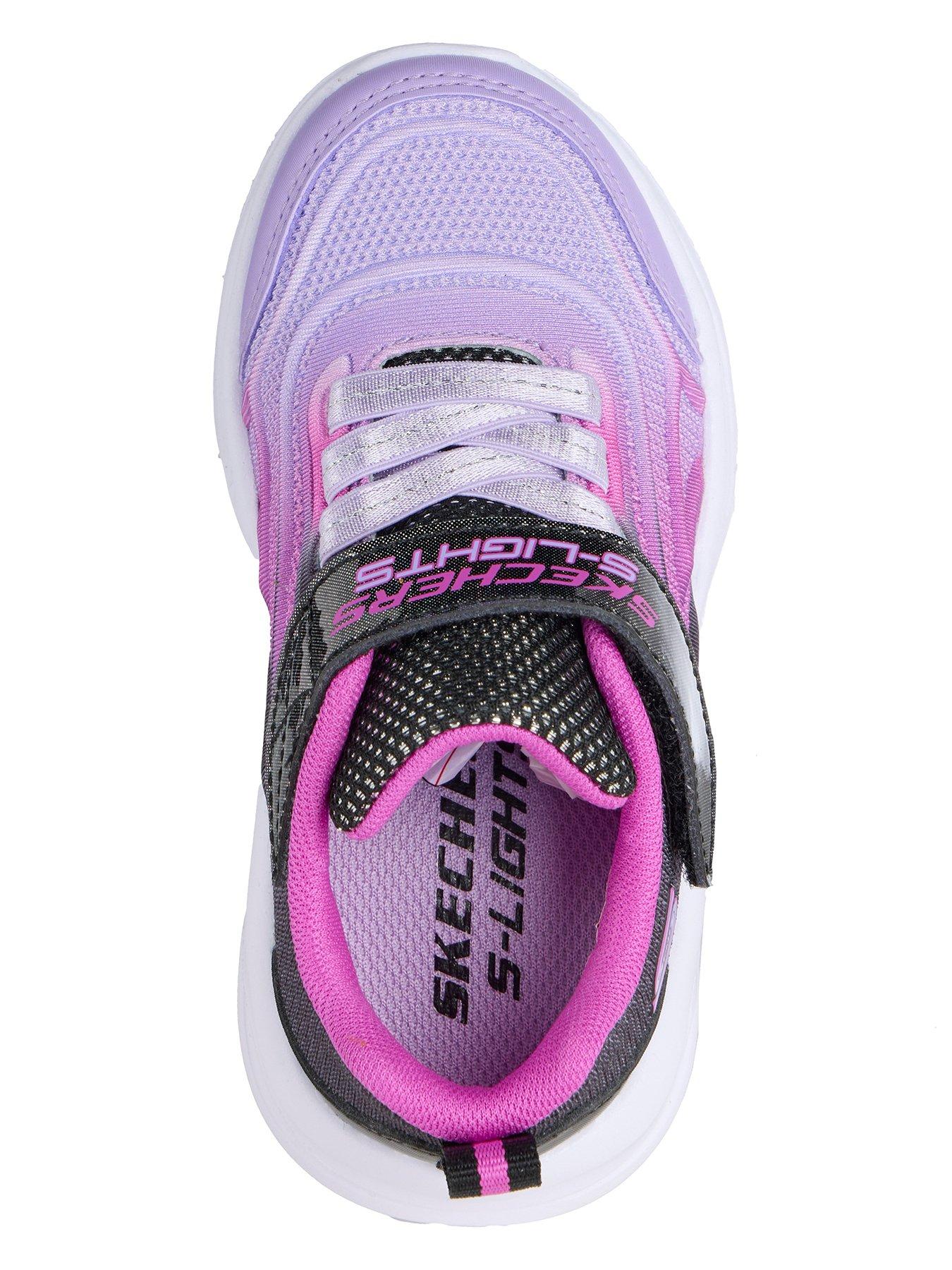 Image 3 of 5 of Skechers Lighted Gore &amp; Strap Sneaker with Ombre Embossed Upper - Purple