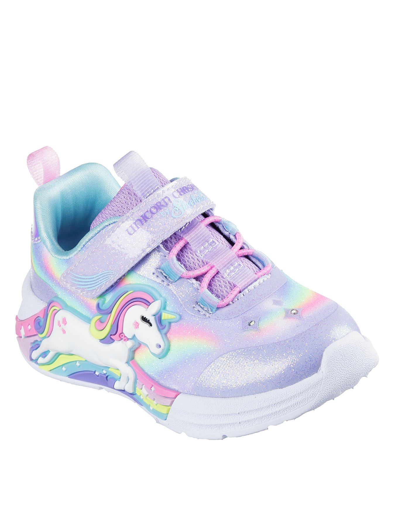 Image 2 of 5 of Skechers Lighted Unicorn Bungee &amp; Gore Sneaker W/ Rainbow Glitter Print Upper