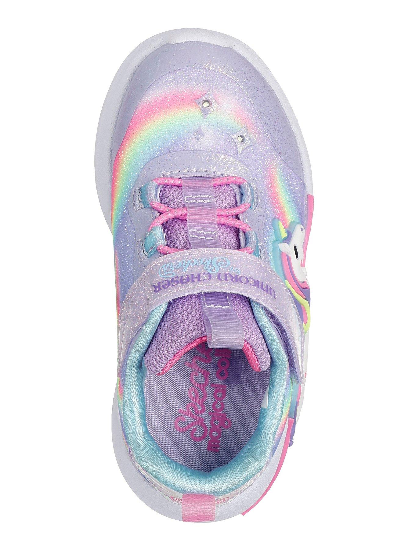 Image 3 of 5 of Skechers Lighted Unicorn Bungee &amp; Gore Sneaker W/ Rainbow Glitter Print Upper