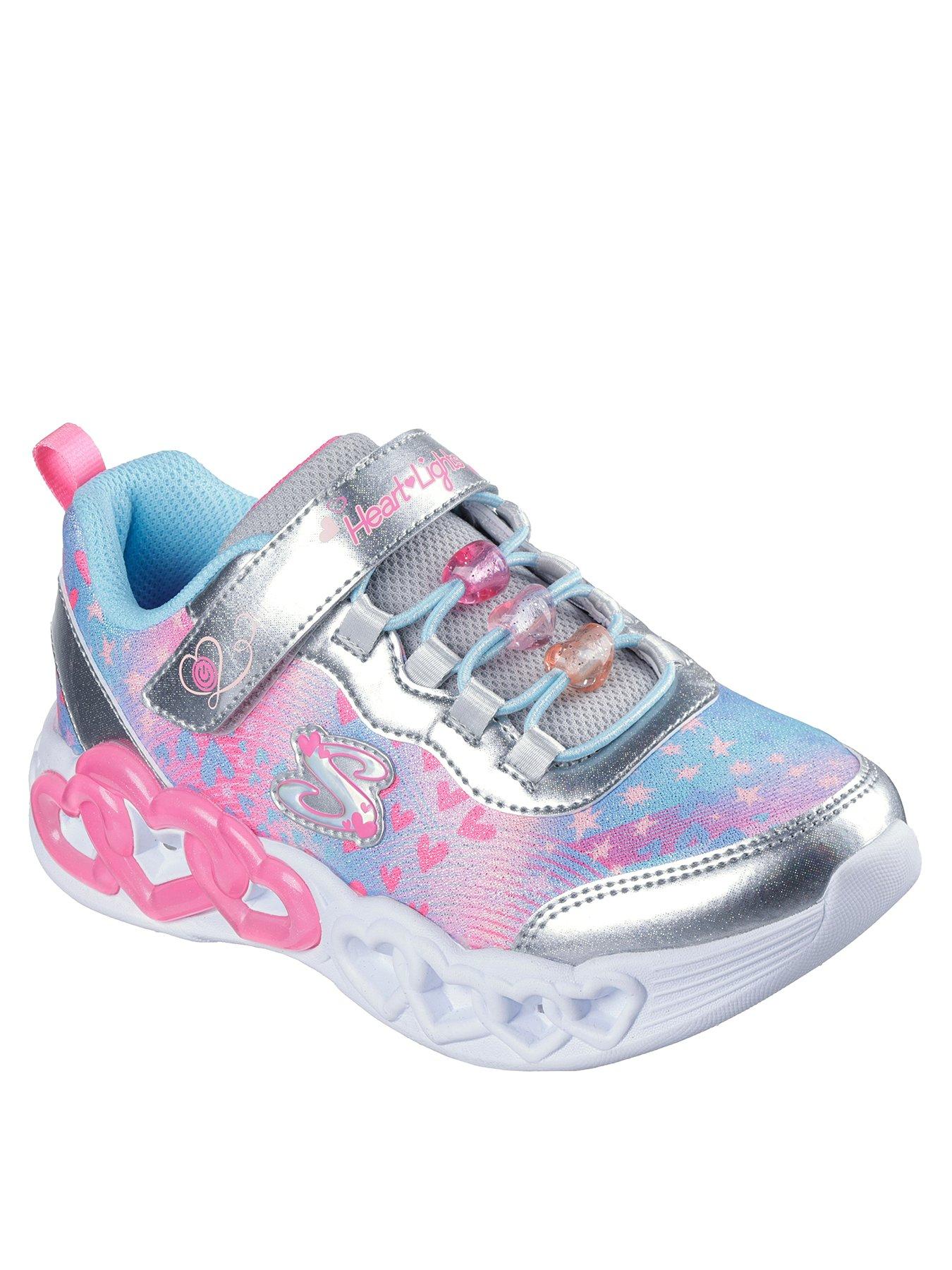 Image 2 of 5 of Skechers Lighted Bungee &amp; Strap with Sparkle Mesh &amp; Charms - Silver
