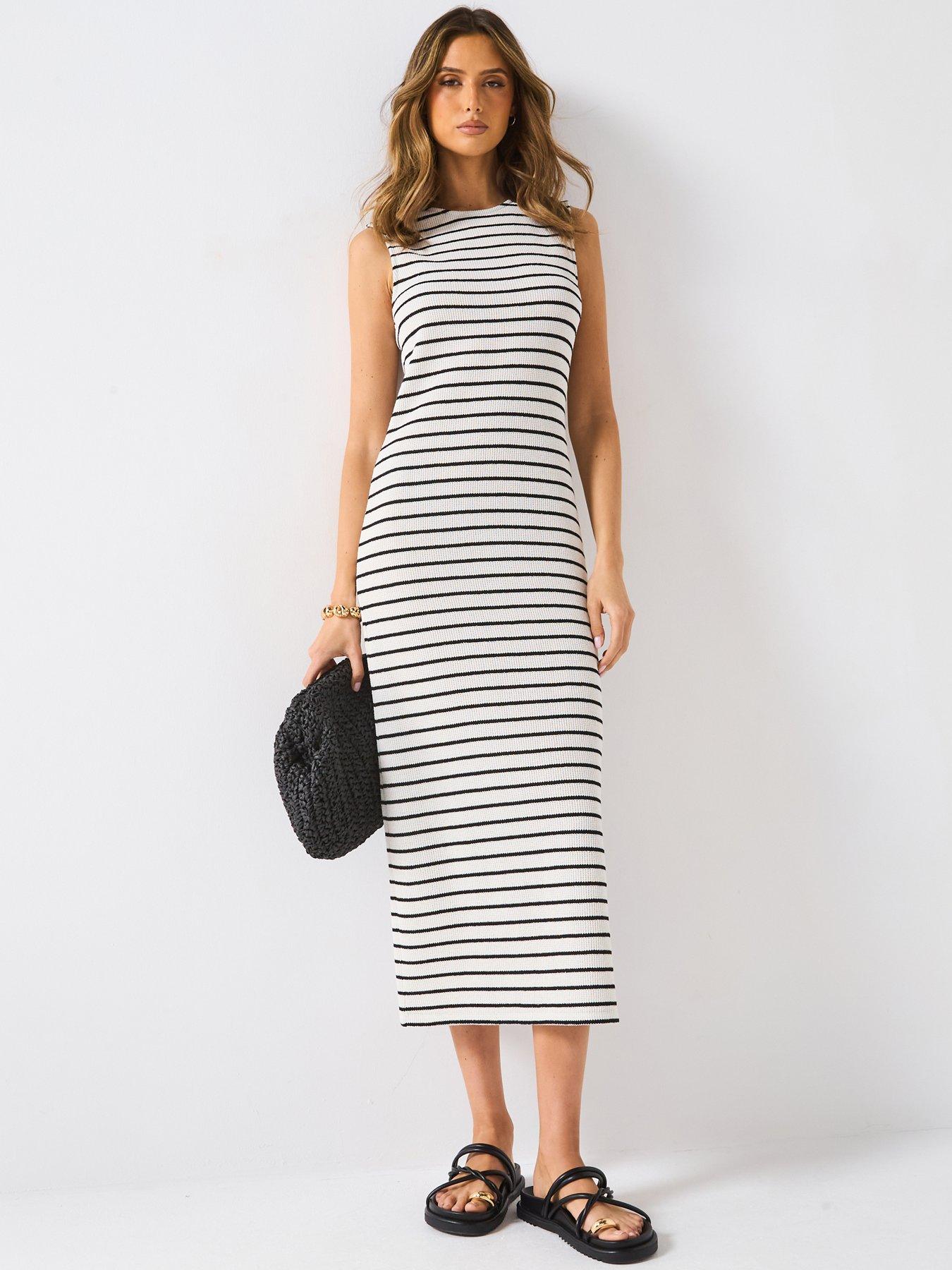 V by Very Textured Column Dress - White