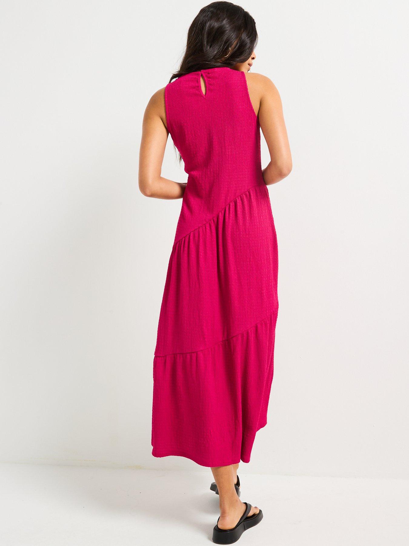 stillFront image of v-by-very-asymetric-textured-tiered-midaxi-dress