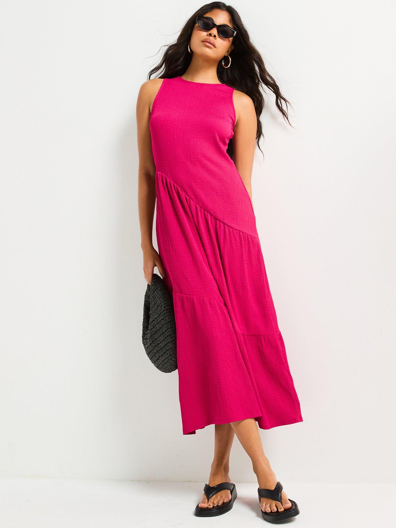  image of v-by-very-asymetric-textured-tiered-midaxi-dress