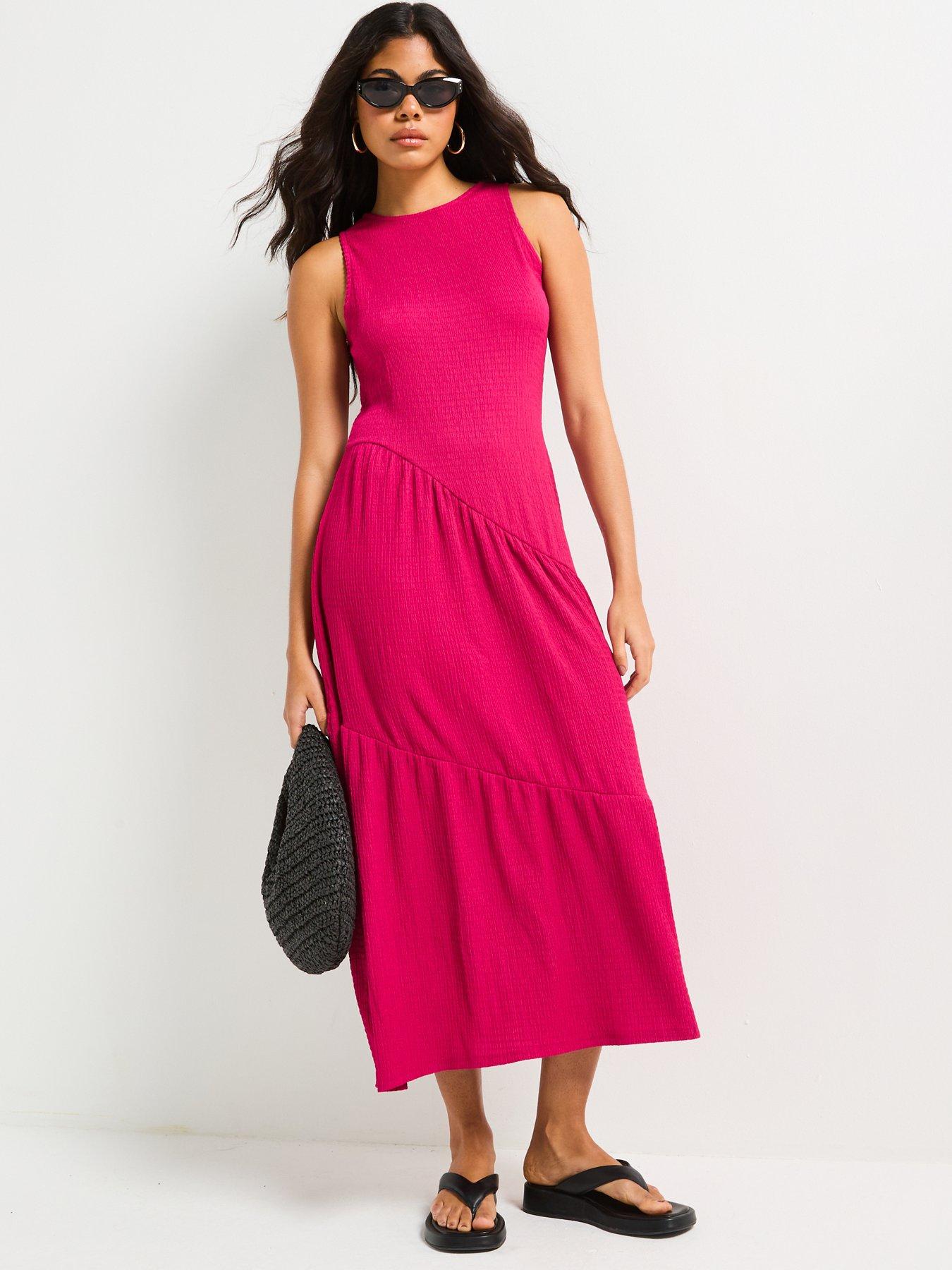  image of v-by-very-asymetric-textured-tiered-midaxi-dress
